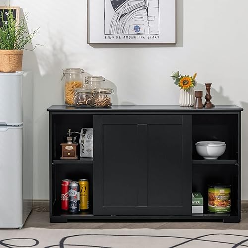 Miniatura 2 de GORELAX Armario de buffet con almacenamiento, aparador de cocina apilable con puertas correderas, armario de almacenamiento con estantes ajustables,