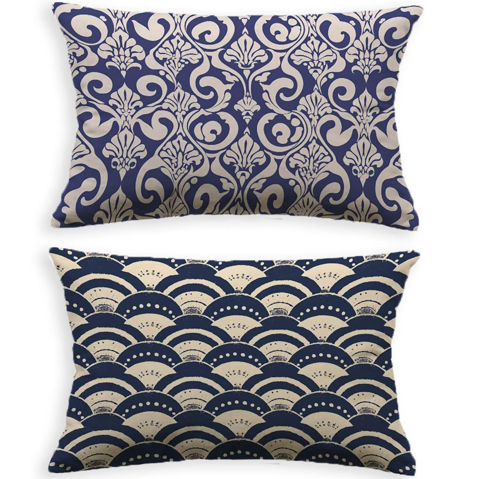Taie oreiller 60x80cm bleu marine en velours pour rénover un canapé usé