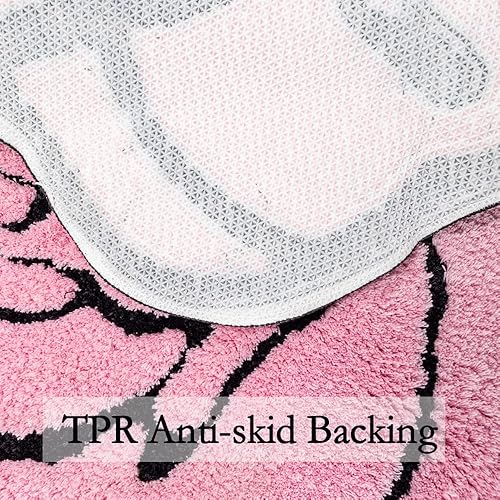 Miniatura 6 de Bonita alfombra de baño de rosas para baño, alfombras de baño de flores moradas, esponjosas, suaves, absorbentes, antideslizantes, lavables a