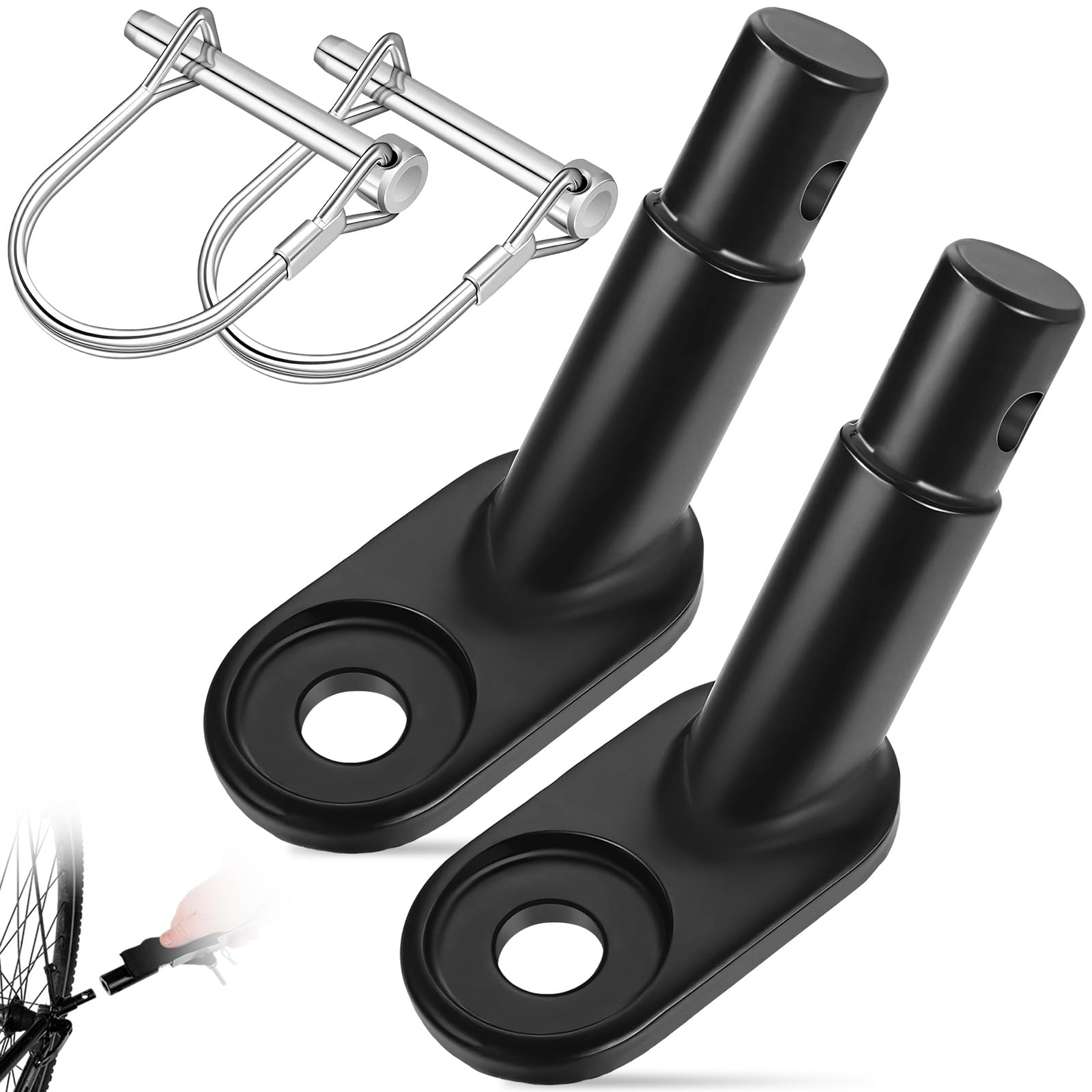 2Pcs Bicycle Trailer Hitch with Safety Lock Pins, Universal Bike Trailers Tow Bar Connector, Durable & Rust Resistance Cyclebike Coupler Adapter Accessories Compatible with Bicycles, Pet & Kids Cars