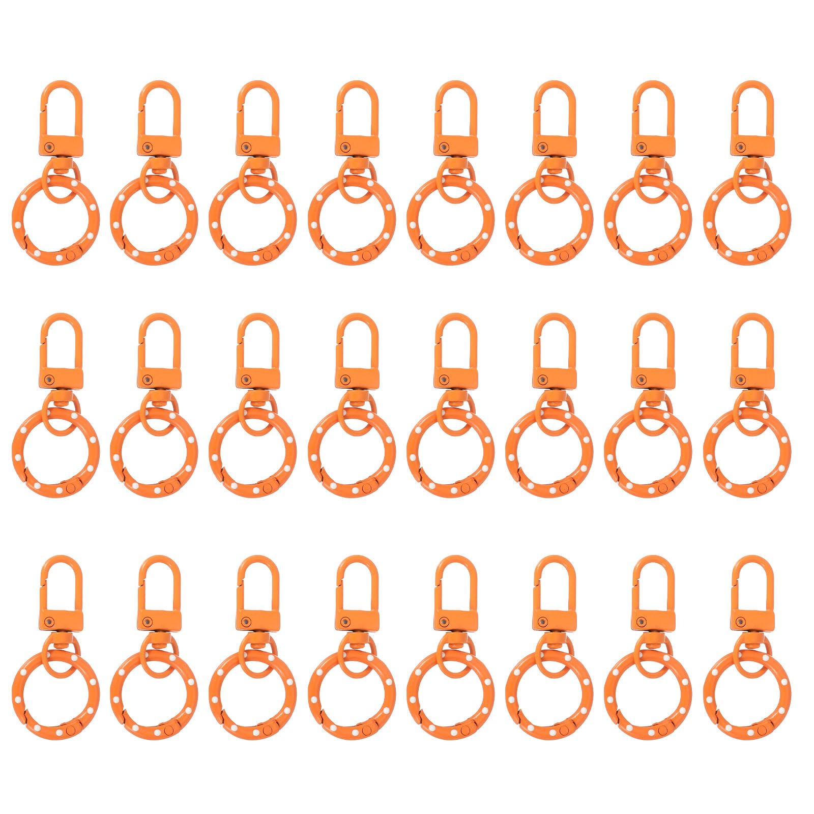 PATIKIL 24 Pcs Lobster Claw Clasp, Colorful Metal Keychain Clasp Swivel Hooks with Spring Key Rings Trigger Clips for Bag Door Key Chains DIY Craft Jewelry Making, Dots Orange