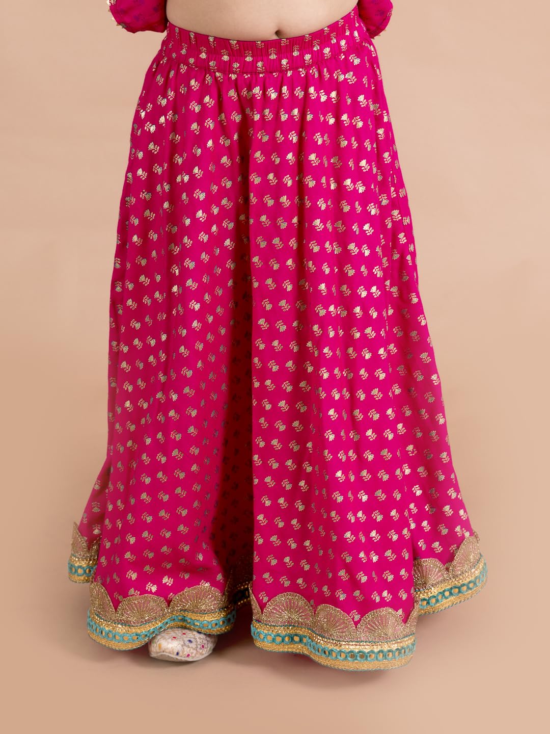 Pspeaches Dziewczęca bluzka Lehenga z nadrukiem w kolorze magenta w kolorze niebieskim (różowa)