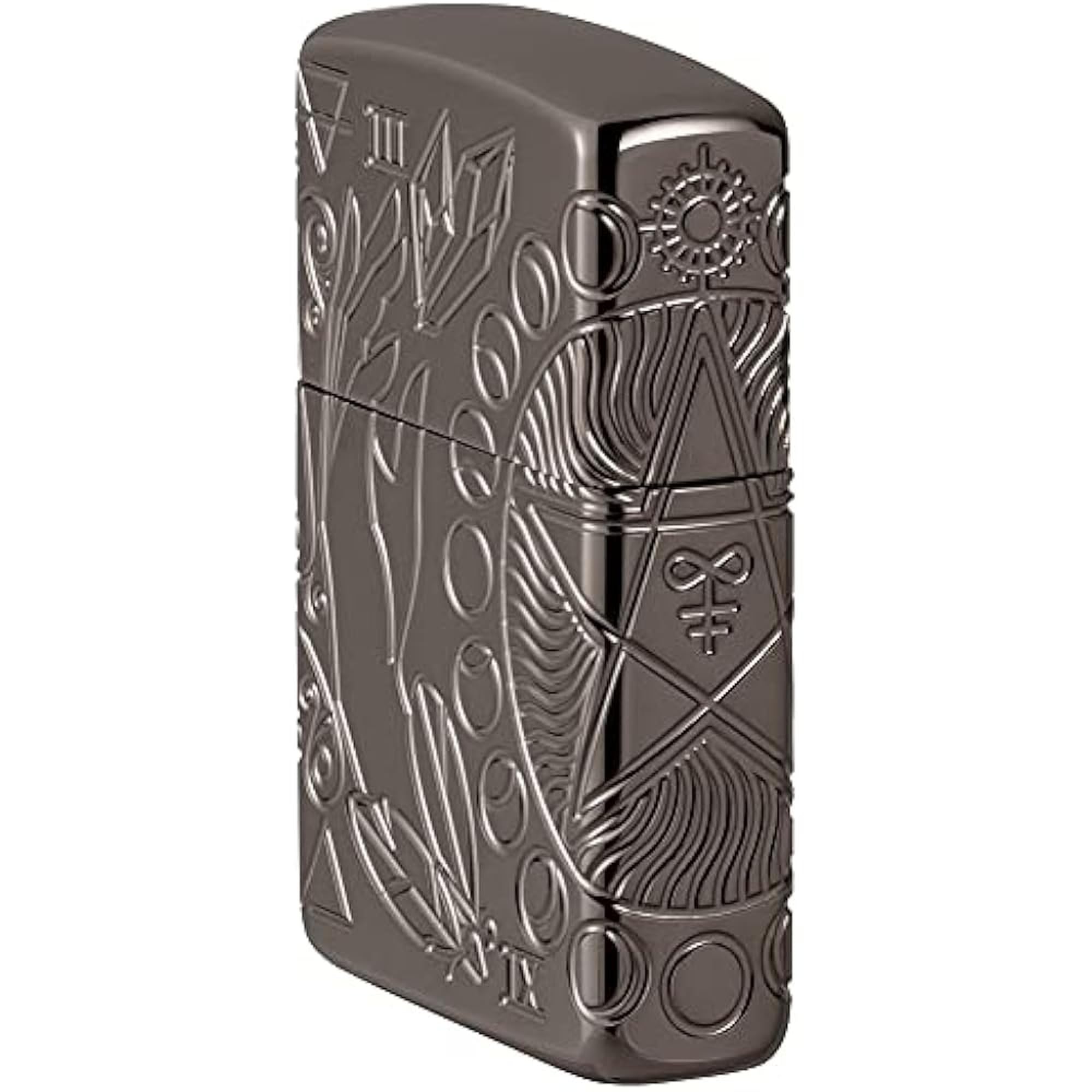 Zippo Briquet Tempête - Design Wicca, Multi Cut - Finition Armor Noir Poli Brillant - Rechargeable - Réutilisable - Design Coupe-Vent - Coffret Cadeau Fabriqué aux États-Unis
