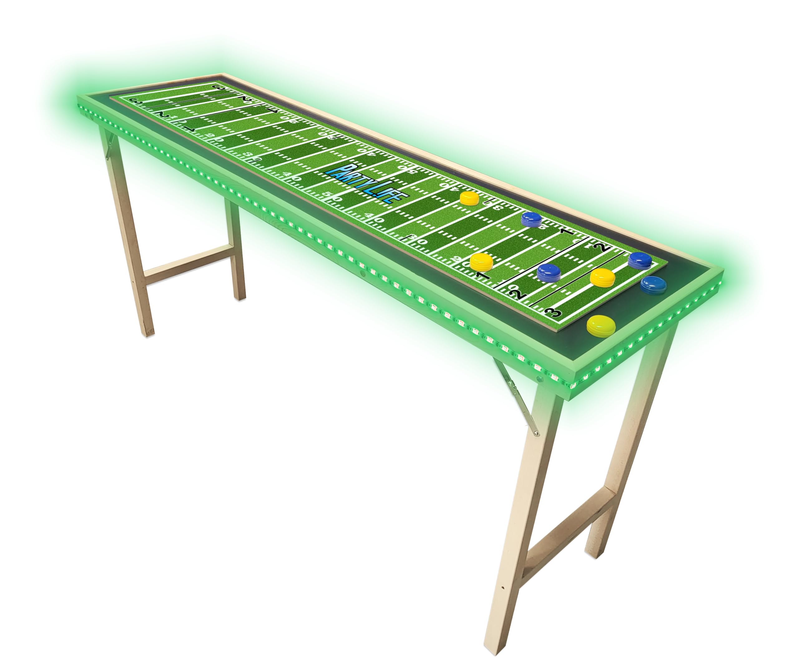 6-Foot Premium Shuffleboard Table w/Folding Legs, Pucks, and Optional LED Lights - Awesome Graphics - Choose Your Model