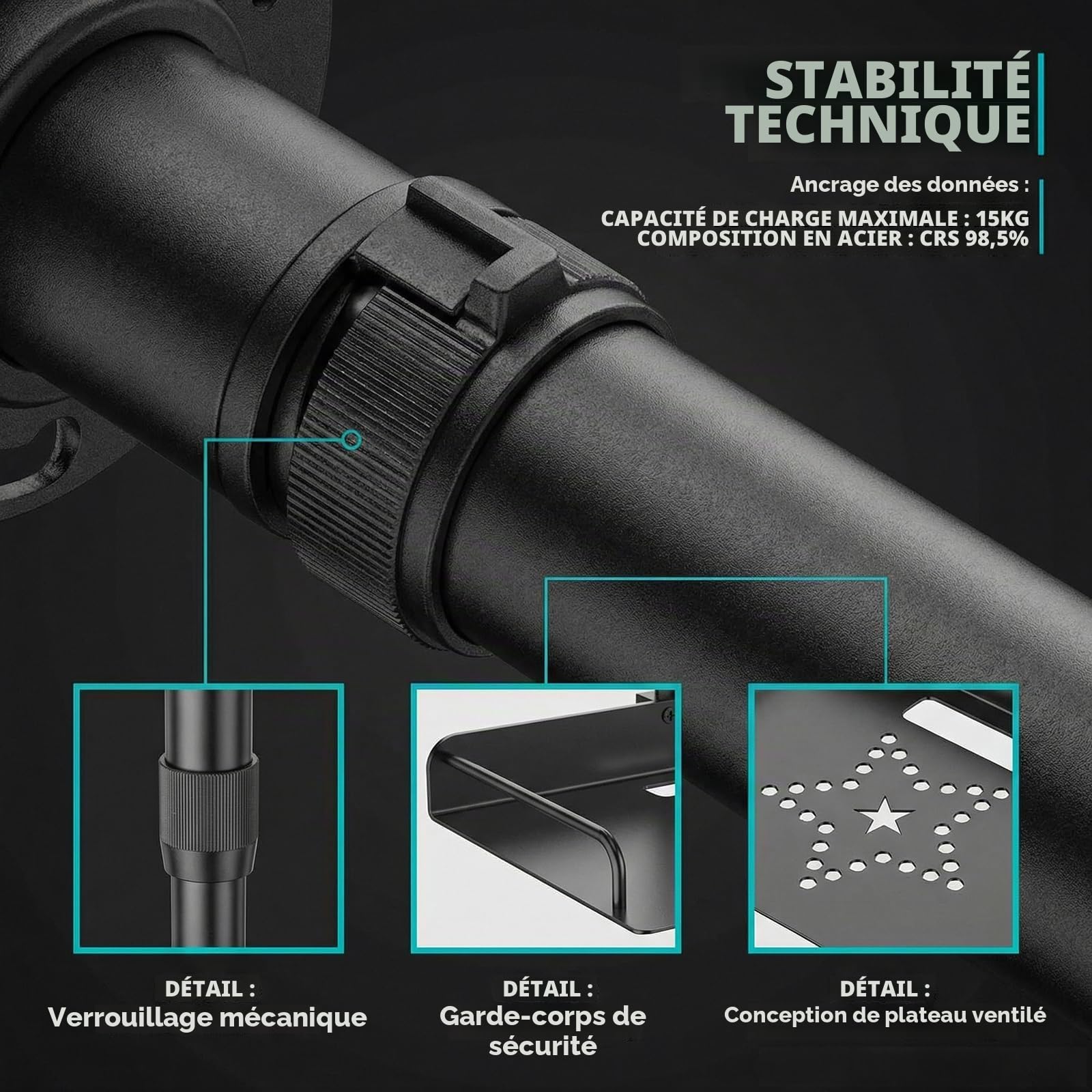 Support Plafond Universel pour vidéoprojecteur, Charge 10 kg