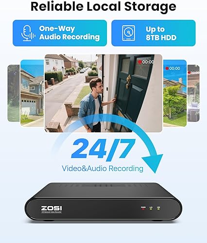 Miniatura 7 de ZOSI C220 8CH 4MP QHD 2.5K PoE Sistema de cámara de seguridad para el hogar, 8CH 5MP 3K NVR con 2TB HDD para grabación 247, 8 cámaras IP domo de 4MP
