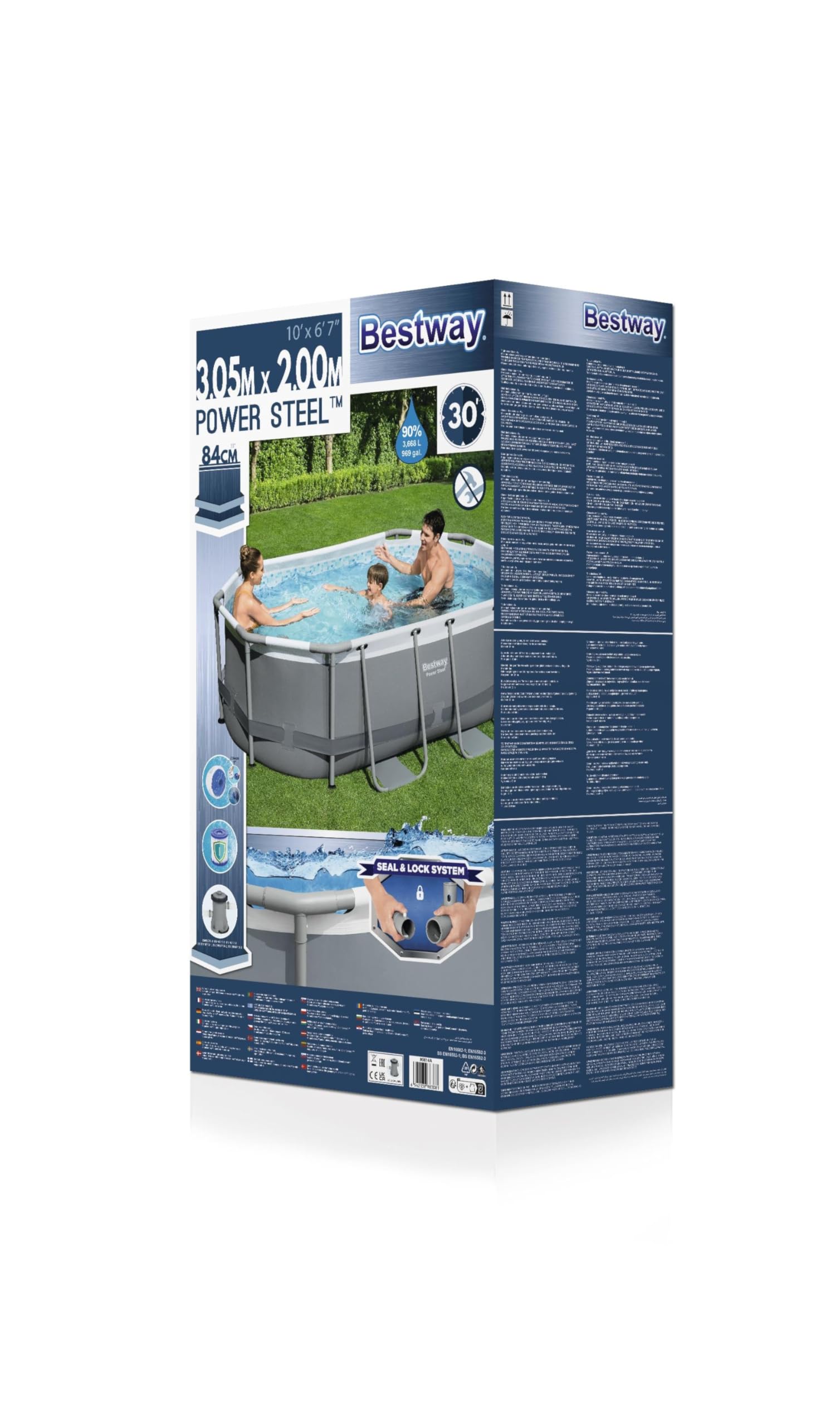 Bestway Power Steel™ 10' x 6'7" x 33"/3.05m x 2.00m x 84cm Oval Pool Set