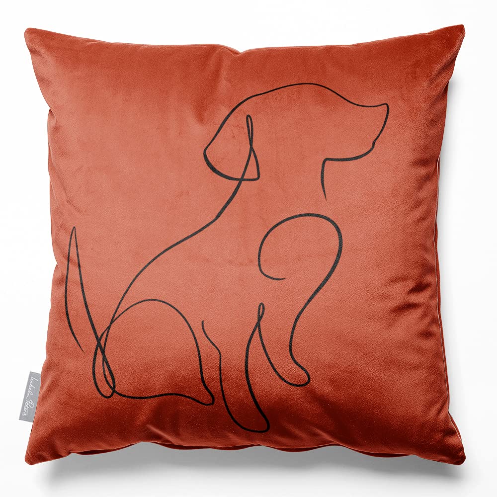 Izabela Peters Burnt Ochre Eco-Friendly Velvet Cushions With Covers Included, 45 Cm, Dog - Chair & Sofa Seat Cushions