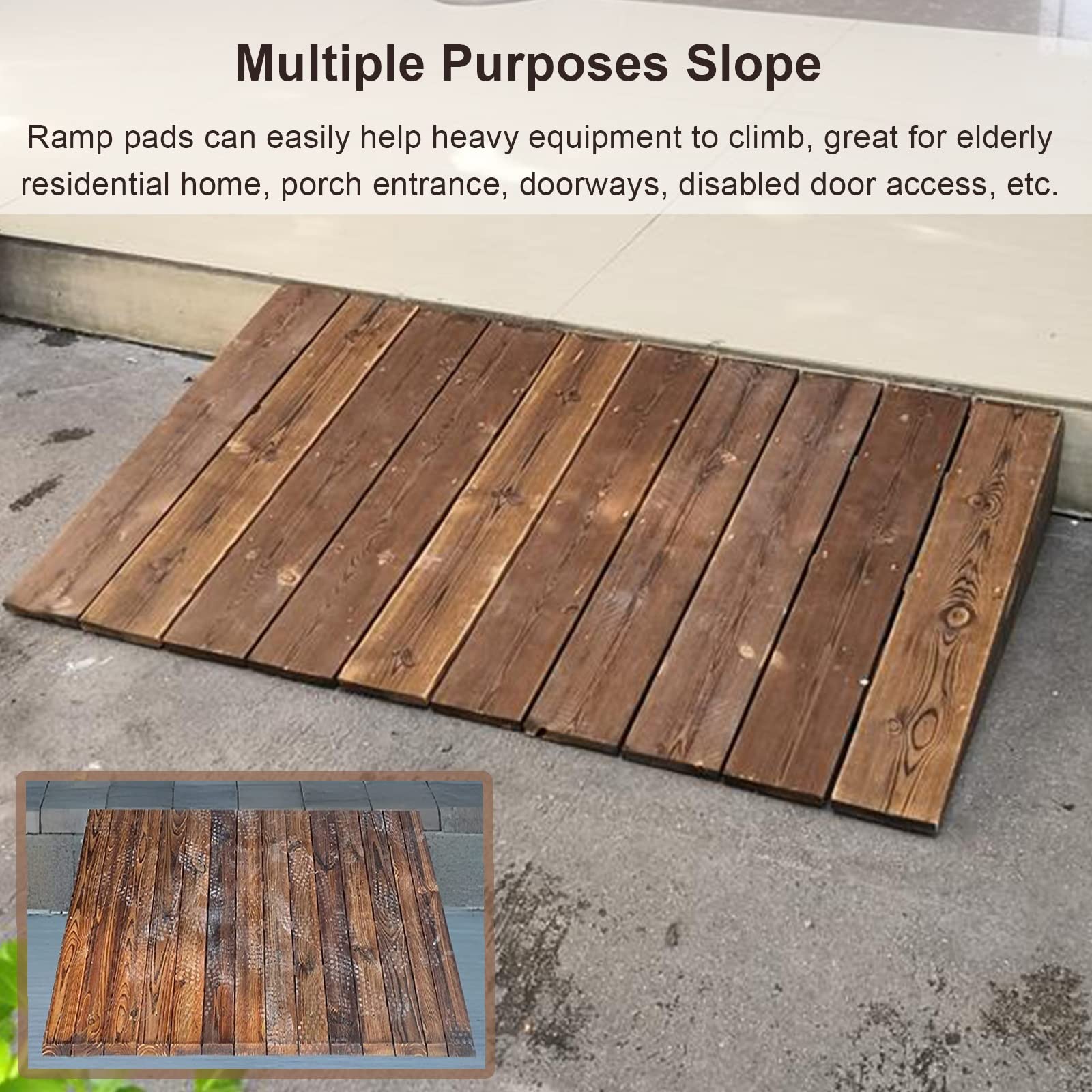 Rampas de Subida de acera de 50/60/70/80/90 cm de Ancho, escaleras de Madera con Pendiente para Scooters de Movilidad para sillas de Ruedas, 15 cm de Alto ()