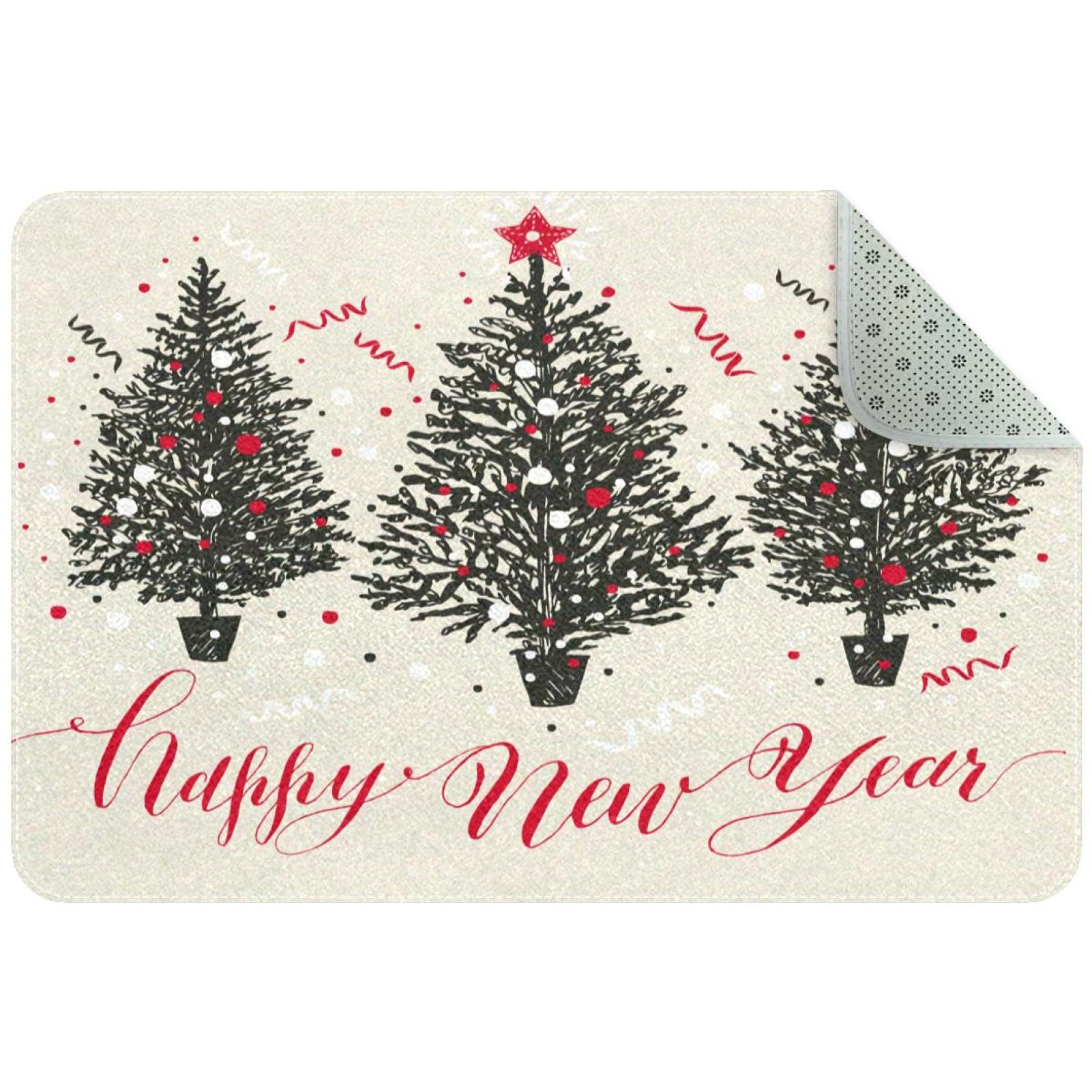 Tapis de porte sapin de Noël mignon et antidérapant de garage
