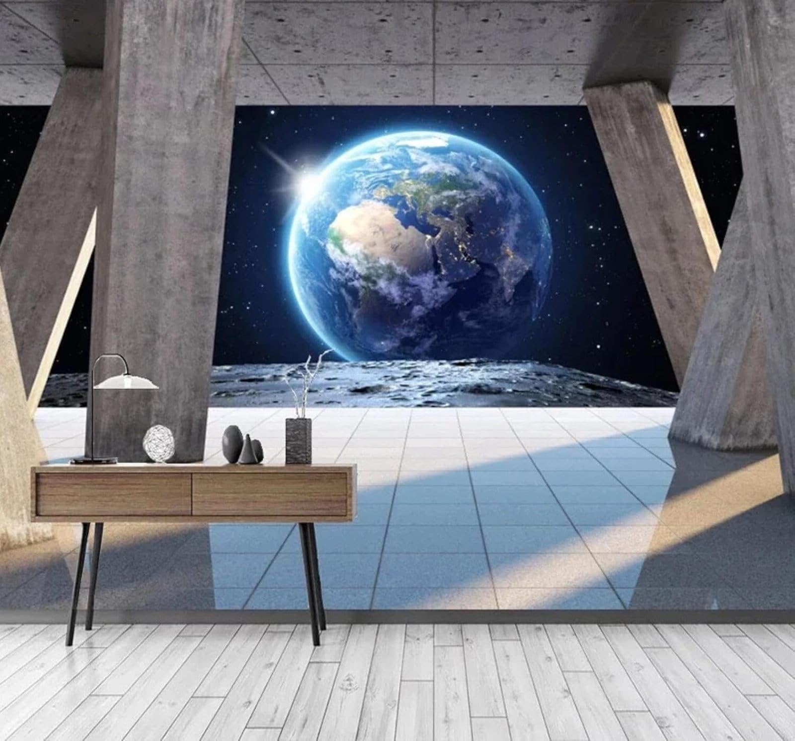 XLMING Stone Pillars Space Planets Universe Scenery 3D Wallpaper Premium Textured Silk Study Dining Living Room Bedroom Sofa TV Wall Easy Install-350cm×256cm
