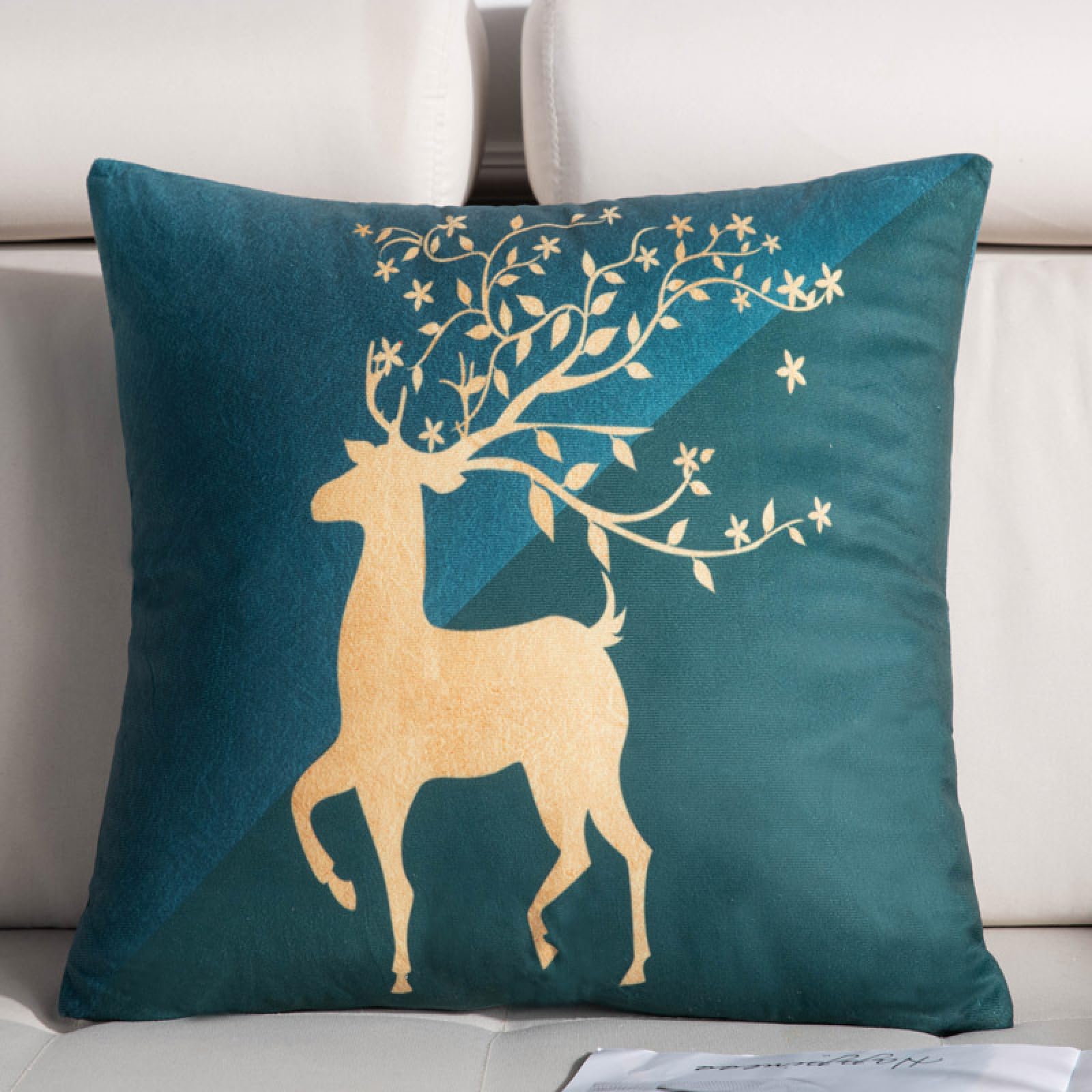 Kissenbezug Wäsche Goldene Grüne Tiere 65x65 CM Reißverschluss verstecken | Kissenbezüge Dekokissen Outdoor Kissenbezug Pillow Cover für Sofa Schlafzimmer Auto Kissenhülle Breathable Cushion Covers