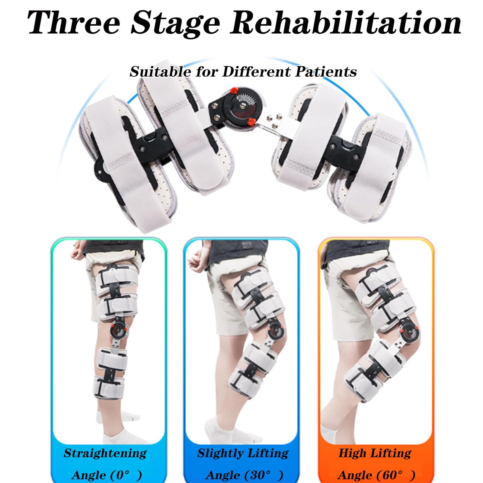 SFKLYU Rodillera con Descarga Medial y Estabilizadores Laterales, Inmovilizador Rodilla Ajustable para Posoperatorio Aliviar el Dolor Artritis, Osteoartritis y Dolor de Articulación,Left