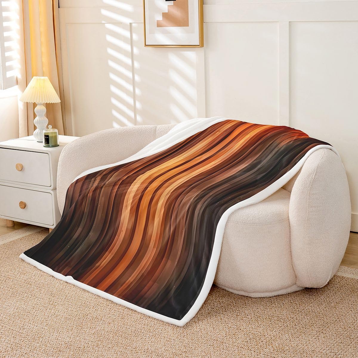 Feelyou Boho Modern Aesthetic Sherpa Blanket Plush Fuzzy Abstract Fleece Throw Blanket Minimalist for Bed Couch Chair Living Room Line Simple Bedroom Decor Boho Modern Aesthetic Twin 60"x80"