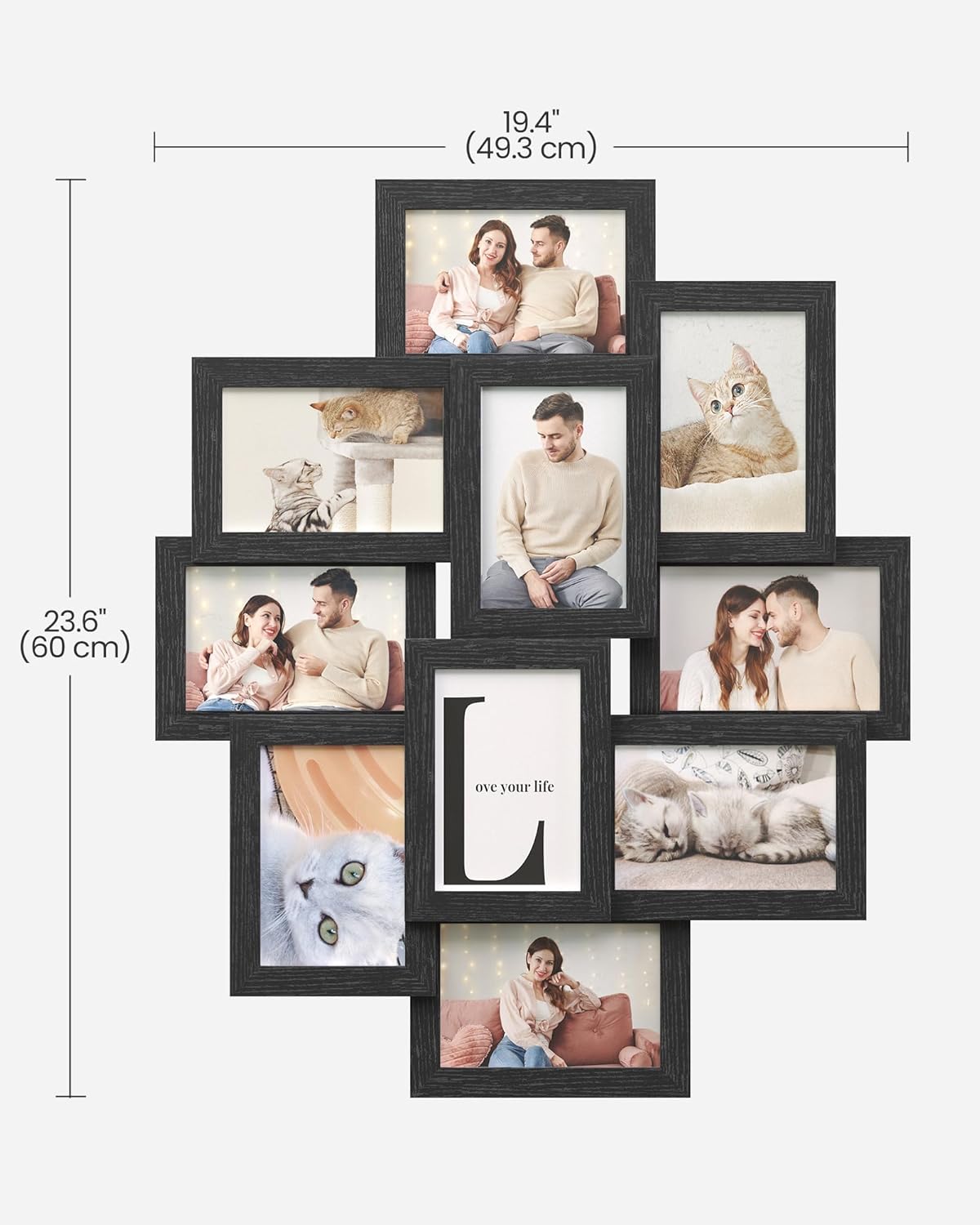 SONGMICS 4x6 Collage Picture Frames, 10-Pack Photo Collage Frame for Wall Decor, Glass Front, Assembly Required, Ink Black URPF20BK