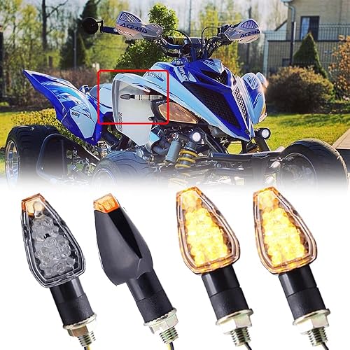 DREAMIZER 4pcs universal motocicleta LED señales de giro luces delanteras traseras luces intermitentes intermitentes luz ámbar compatible con MT03