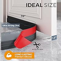 Vista 4 de GroTheory - Juego de 2 topes para puerta, bloqueador de corrientes de aire para parte inferior de puertas, contra el clima, bloqueador de ruido