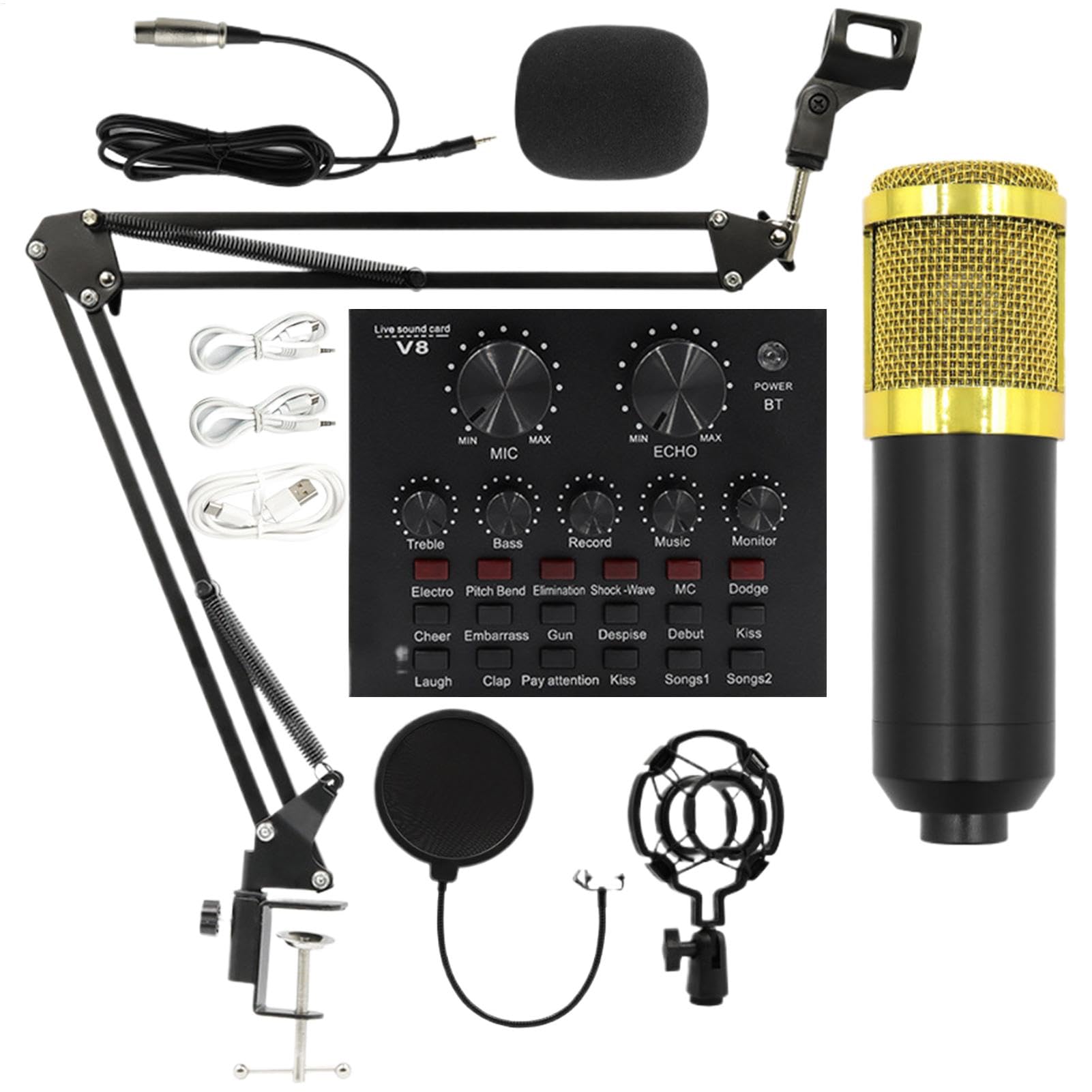 Set microfoni a condensatore Kit Streaming Facile Da Usare, Scheda Audio, | Microfono a Condensatore Per Registrazione In Studio, Video Live, Podcast, Cantanti, Doppiatori