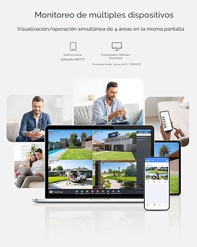 Miniatura 6 de COOAU Cámaras para seguridad en el hogar al aire libre, sistema inalámbrico de cámara de seguridad solar de 4 MP, kit de 4 cámaras, giro e