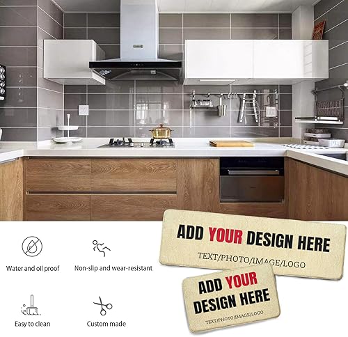 Miniatura 6 de Juego de 2 tapetes de cocina personalizados, antifatiga, para pasillo, antideslizantes, lavables
