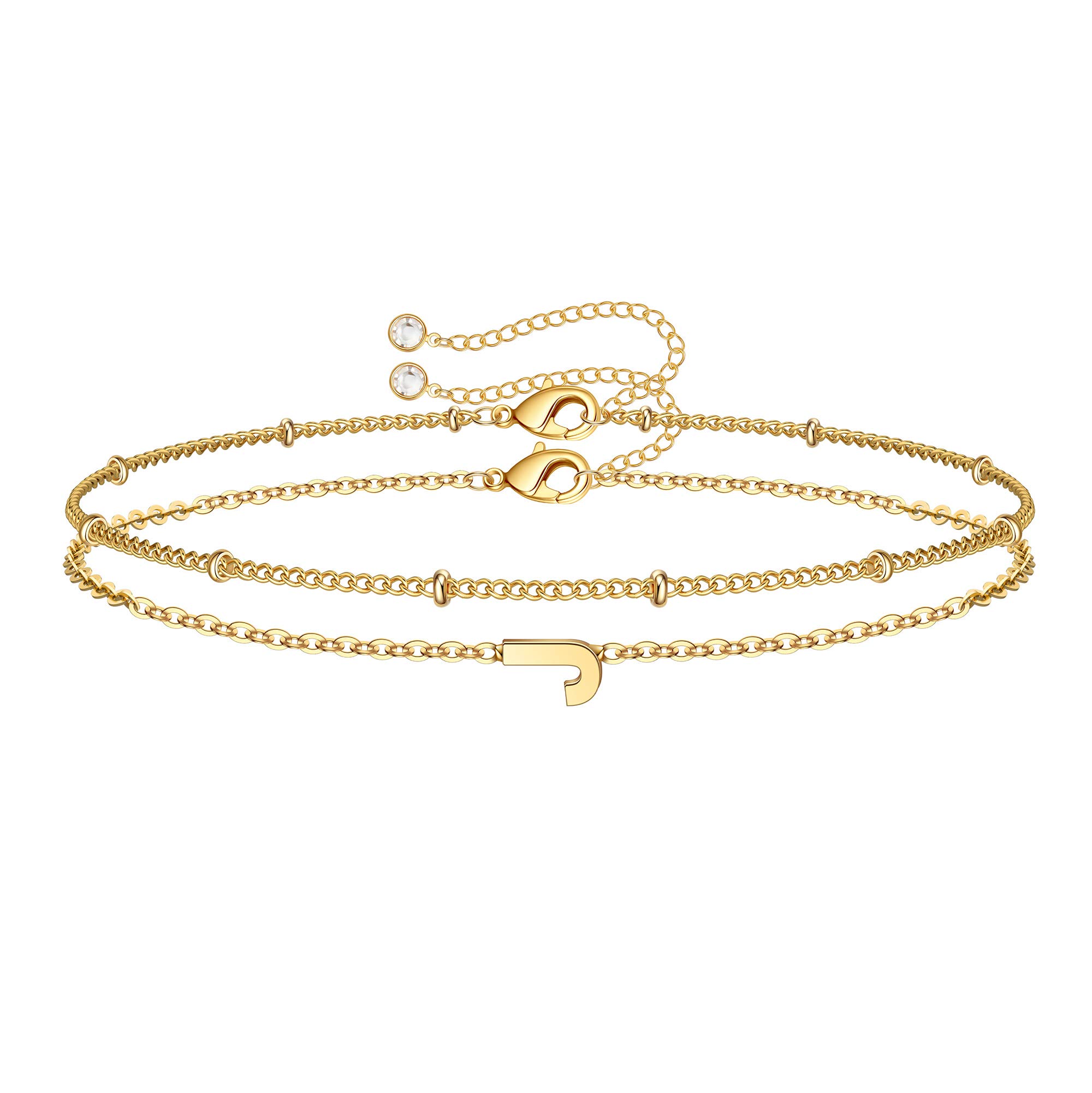 M MOOHAMInitial Bracelets for Women - Layered Letter Bracelet Initial A-Z Charm, Dainty Gold/Silver/Rose Gold Jewelry for Women Birthday Gifts Personalized Gold Jewelry Initial Bracelets