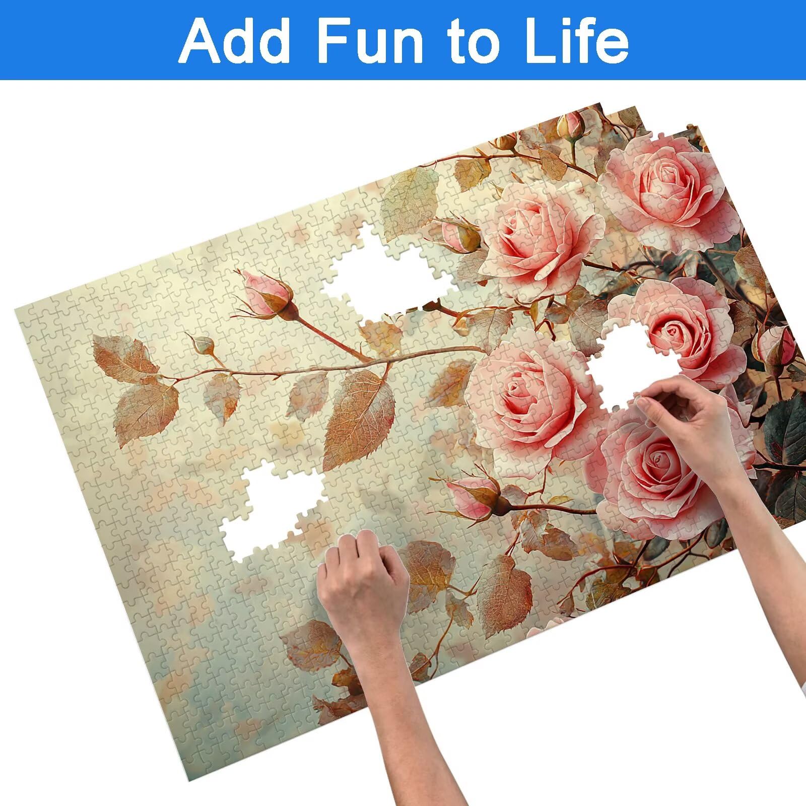 Puzzle 2000 sztuk dla dorosłych dzieci, puzzle z drewnianym kwiatem dla dorosłych, wymagające różowe łamigłówki, rodzinne gry edukacyjne, łamigłówki z pudełkiem do dekoracji domu, prezent dla kobiet i
