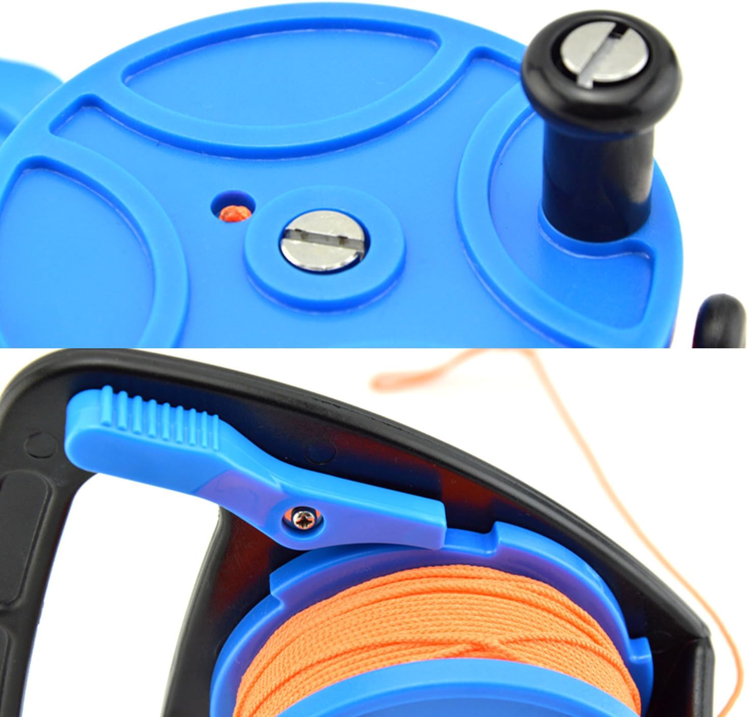 Diving Reel with Thumb Stoppers Scubas Ratchets Dives Equipment for Underwater/Cave Drift High Retractable Line Finger Spool for Underwater Snorkeling