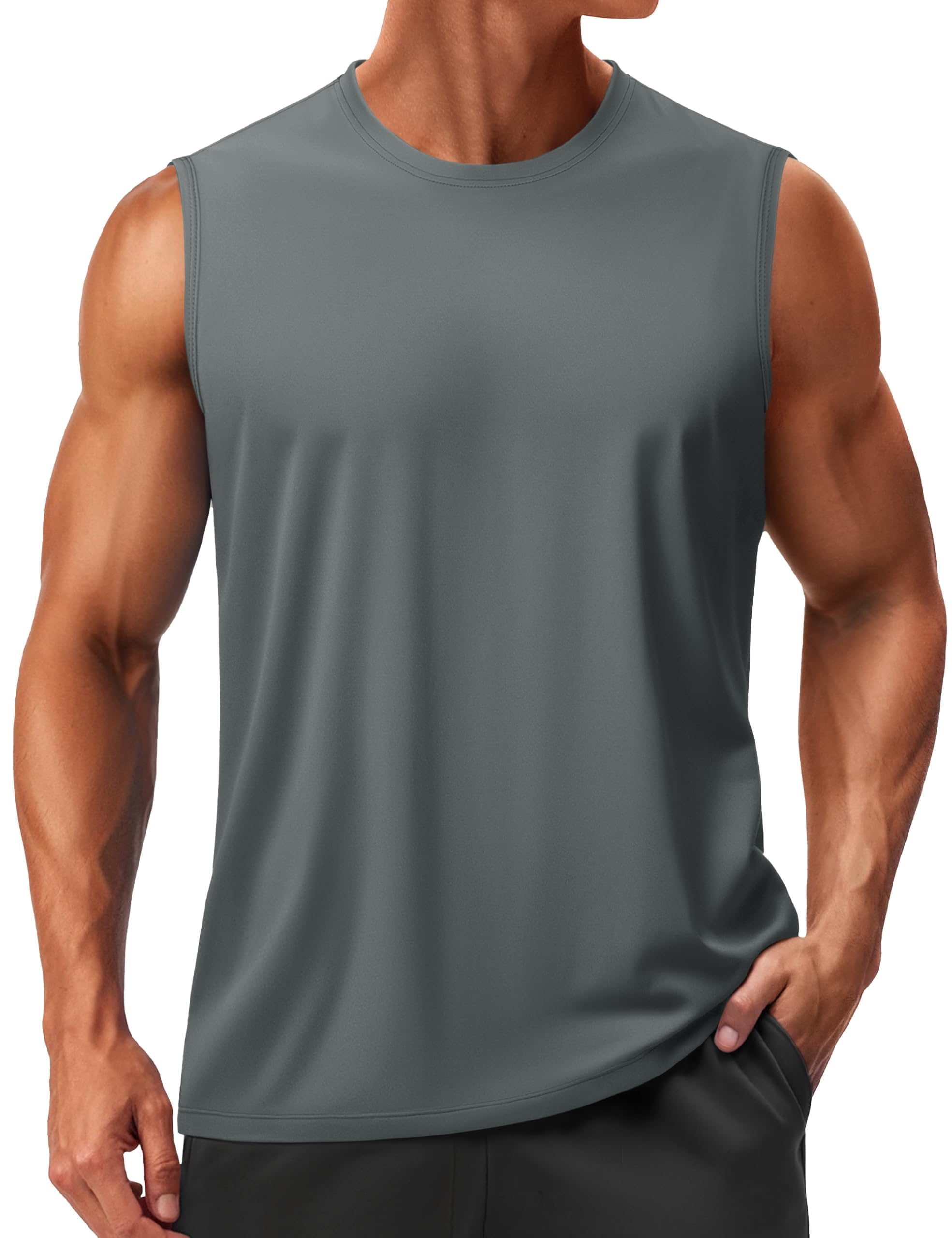 TACVASEN Tanktop Herren Sport UPF 50+ UV Shirt Ärmellos Muskelshirts Gym Bodybuilding Schnelltrocknend Fitness