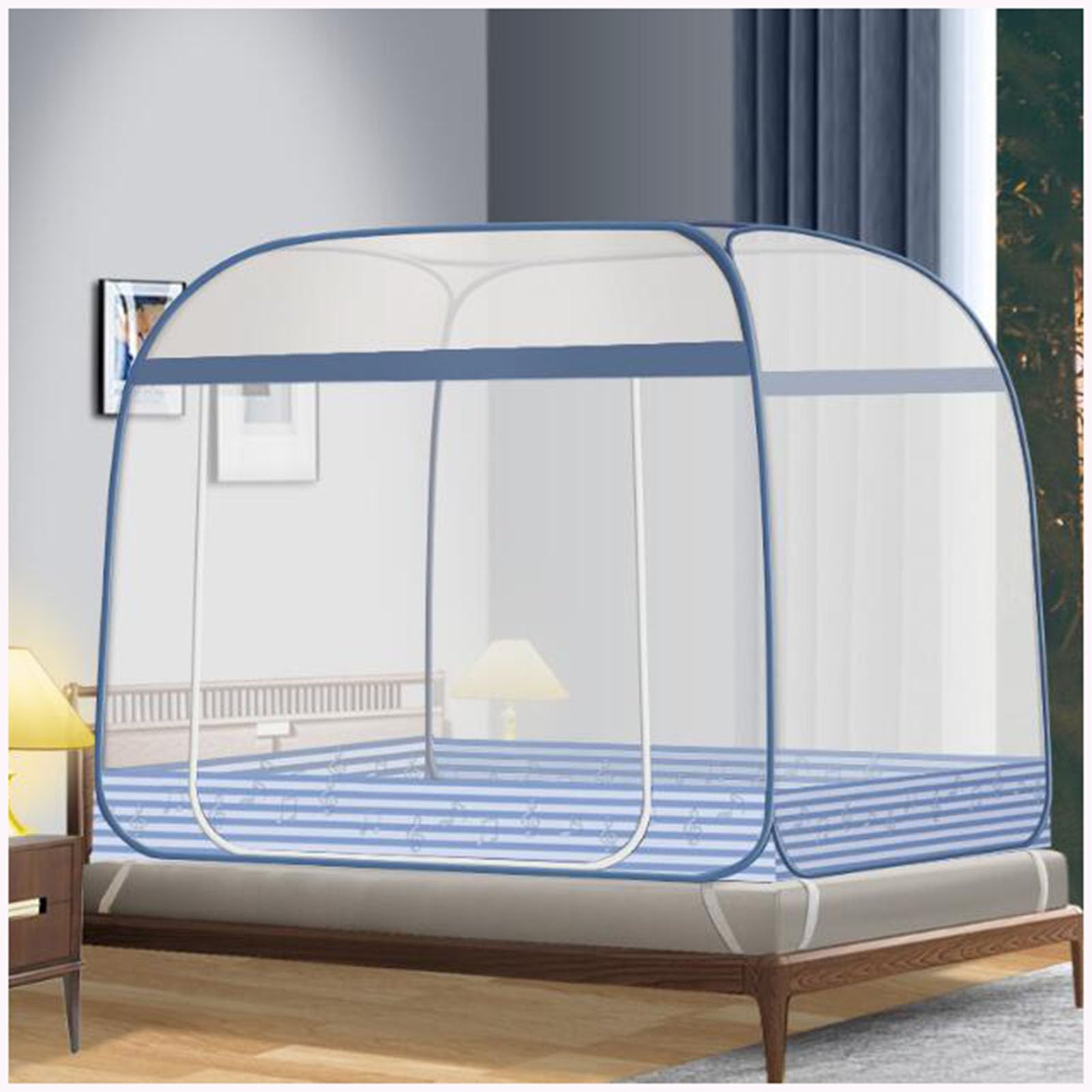 Tenda da Viaggio Portatile, zanzariera con Fondo Letto, zanzariera da Campeggio, per Dormire, Campeggio, Viaggi all'aperto,Blue (b),1.2 * 2m