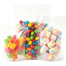 50pcs Clear Stand Up Food Bags Resealable Zipper Transparent Pouches Snack Packing Bag Heat Sealable Reusable Ziplock Packaging Bags for Cookie Tea Small Business 3.5"x5.5"