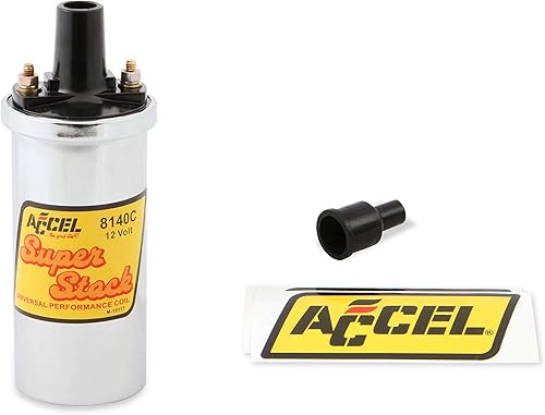 ACCEL Bobina de encendido 8140C - Cromo - 42000v 1.4 ohm primario - Puntos - bueno hasta 6500 RPM