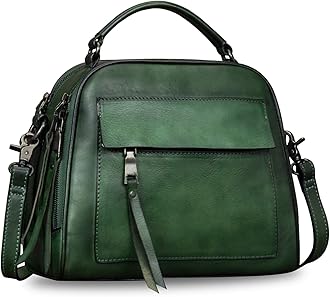 Genuine Leather Purses and Handbags for Women Shoulder Bag Vintage Handmade Real Leather Crossbody Satchel Purse with Strap