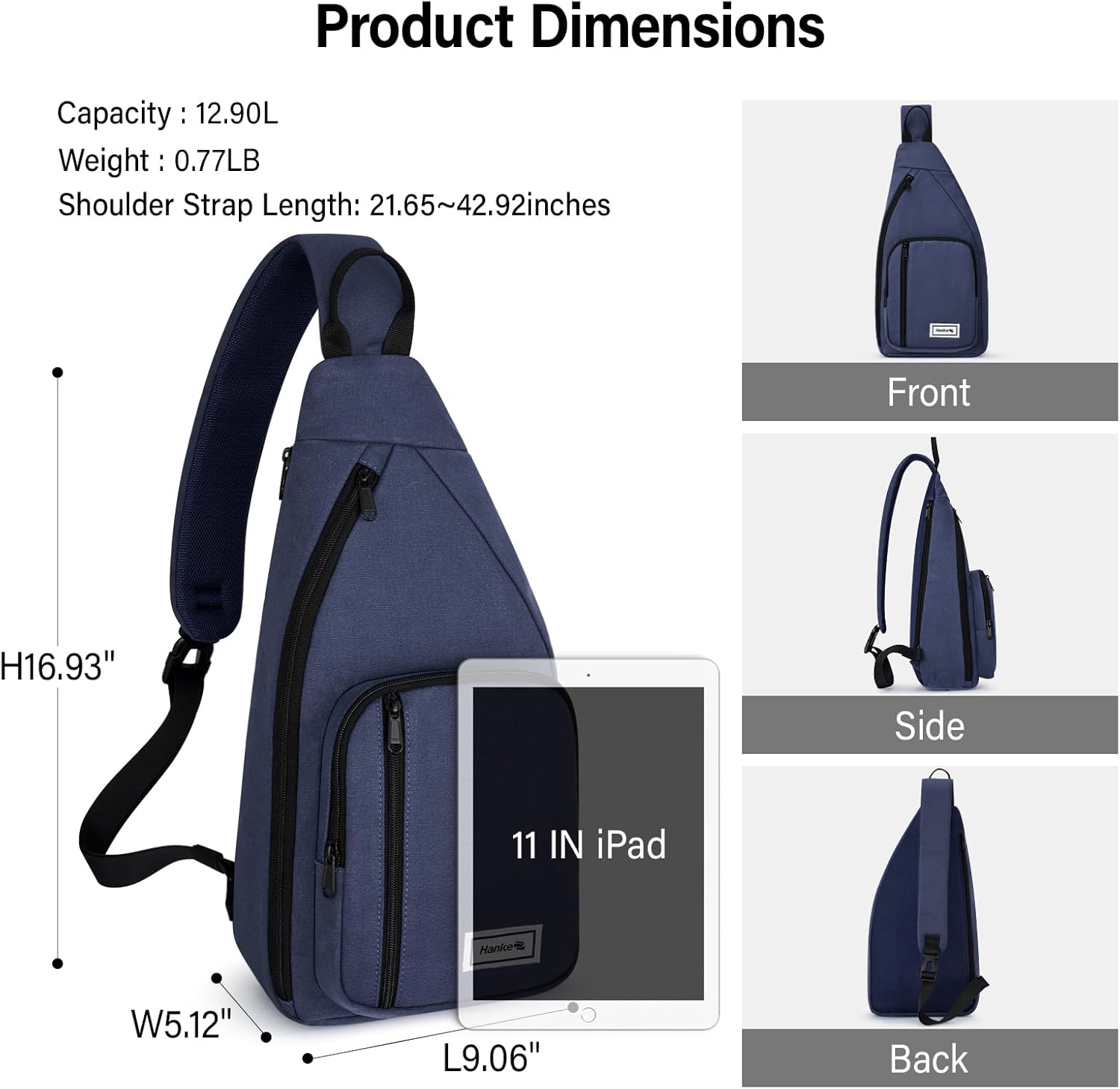 Hanke Crossbody Bags for Women Travel & Sling Bag for Men, Fits 11" Tablet, Canvas Cross body Purse, Chest Bag - Image 2
