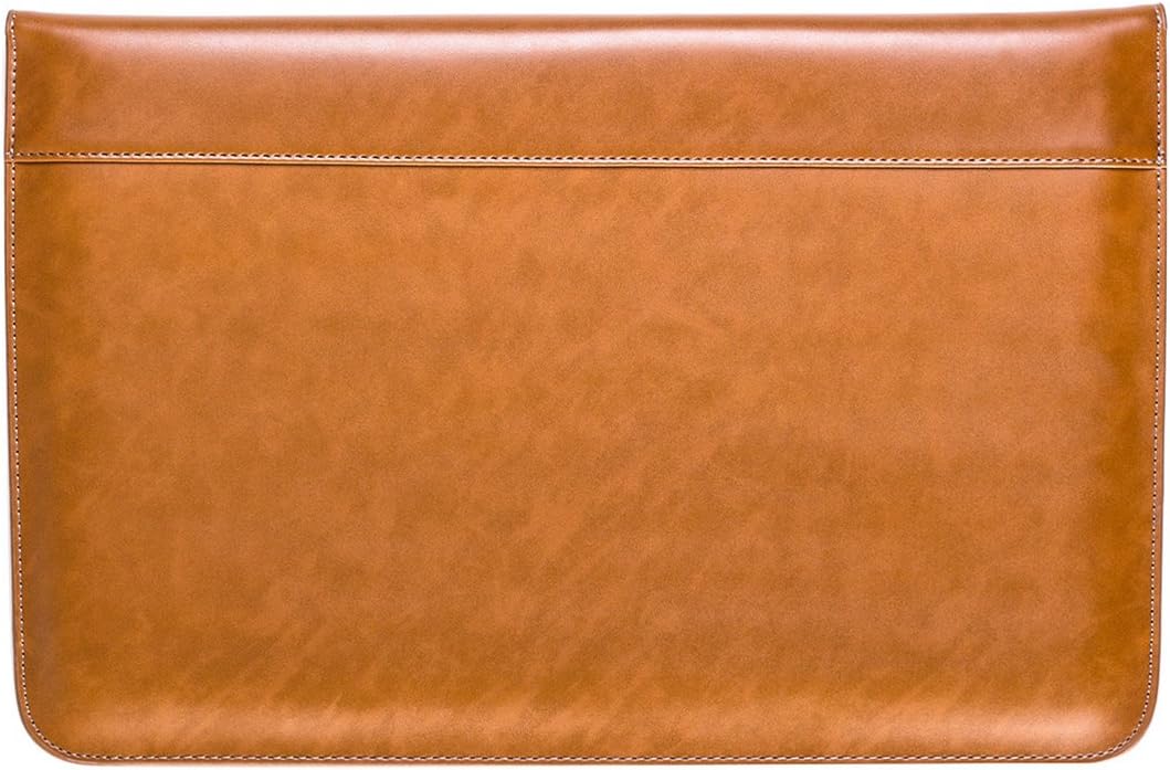LENTION Split Leather Sleeve Case Compatible with MacBook Pro 15-inch (2019 to 2016 / Retina 2015 to 2012), More 15-inch Ultra Slim Laptops, Magnetic Snaps & Soft Touch (Brown & Gray)