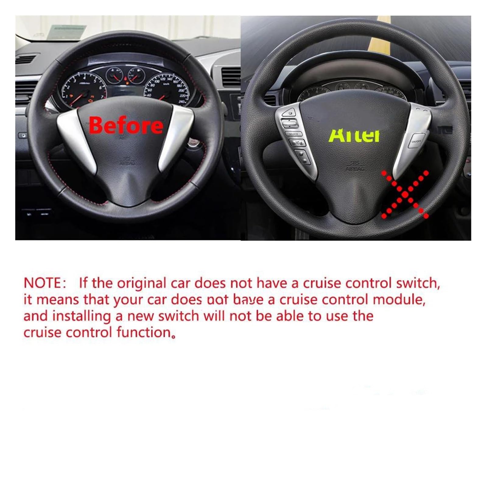 Volante Multifunzione Tasto Per Nissan Per Tiida 2011-2015 Per Versa 2014-2015 25550-3DA6A Interruttore Controllo Della Velocità Pulsanti Al Volante | Piano black