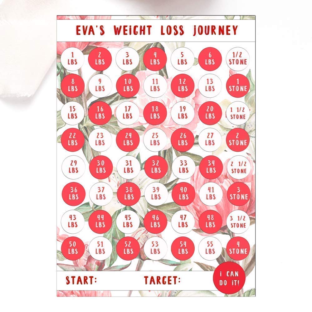 Weight Loss Chart, 14 Stone laminated sheet with stickers, Diet Reward