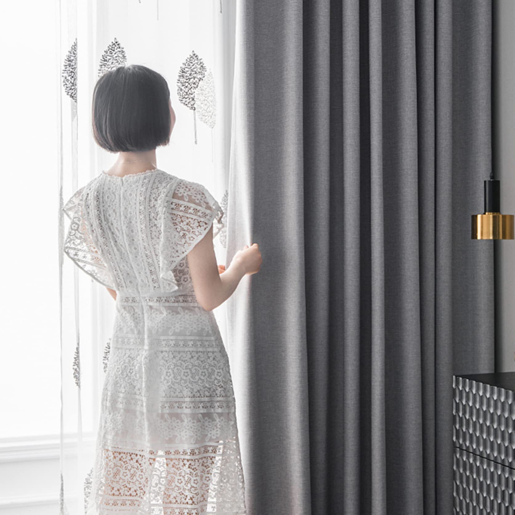 Amazon｜遮光カーテン リネン 幅100cm丈135cm アイボリー 2枚組 2級