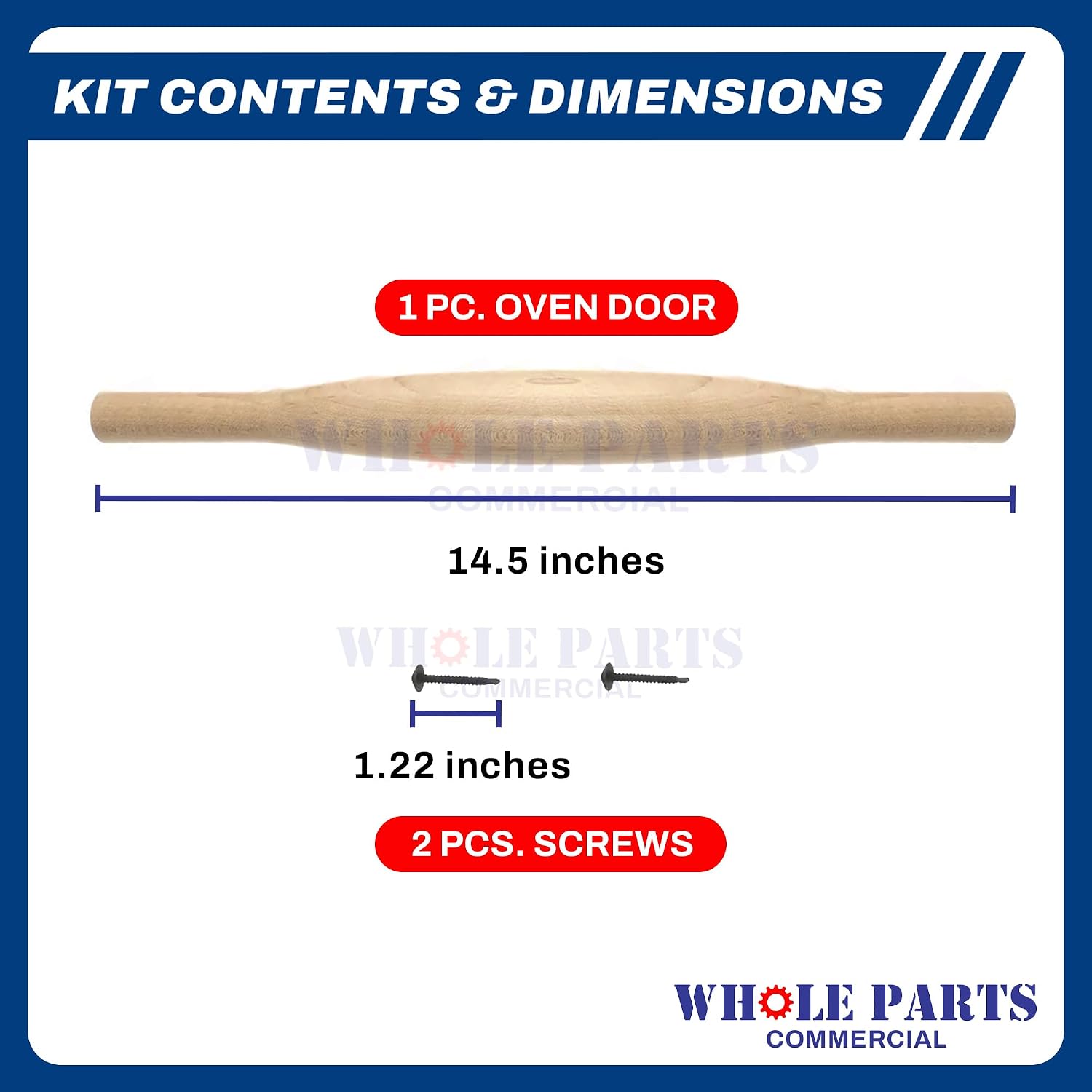 Whole Parts Upgraded Pizza Oven Door Handle with Screws Part# 71883 - Replacement & Compatible with Some Marsal Pizza Ovens