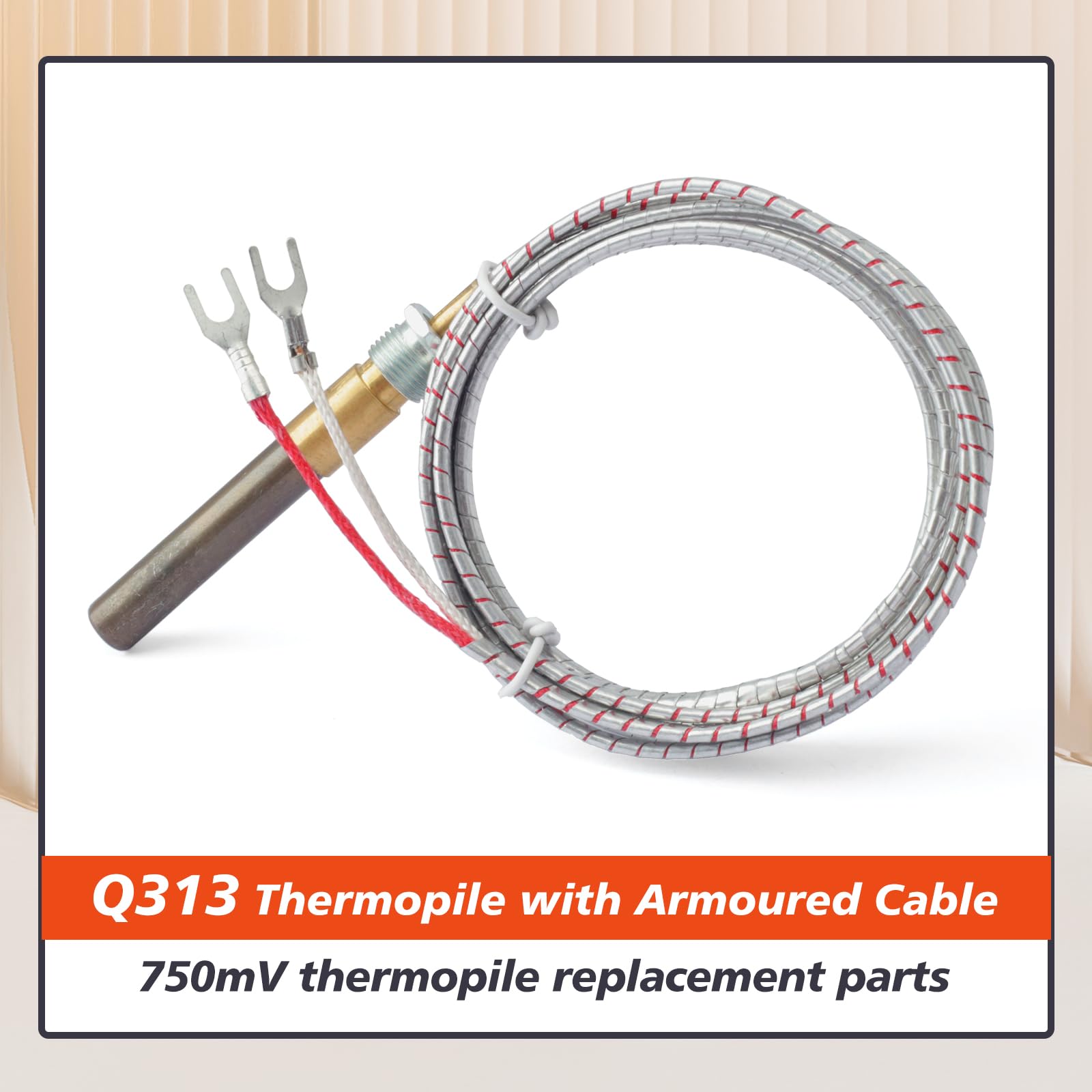 Mhrxusd Q313 M1265X 2J-M1265A Thermopile with Armoured Cable Compatible with Pizza Oven Y600 Y800 101 151 201 251 301 307