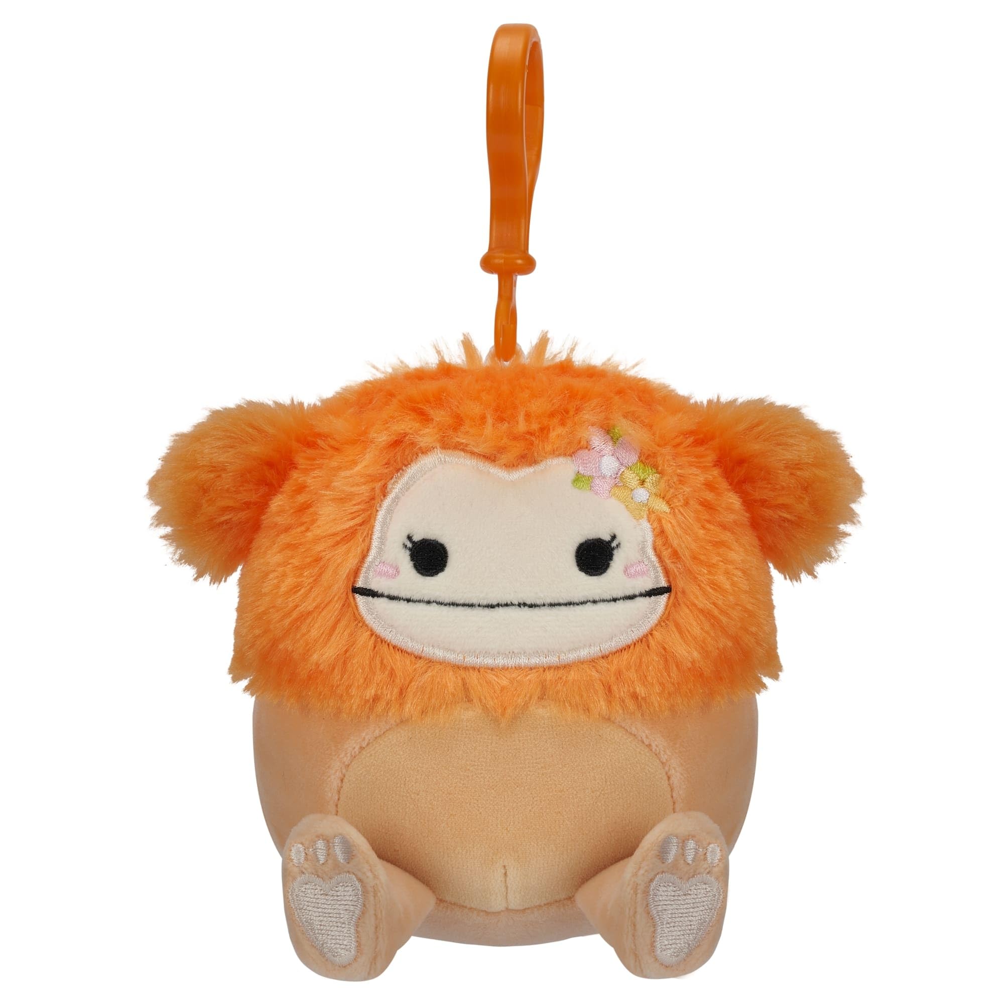 Squishmallows3.5"" Clip-On Shasta The Bigfoot, Small, Orange