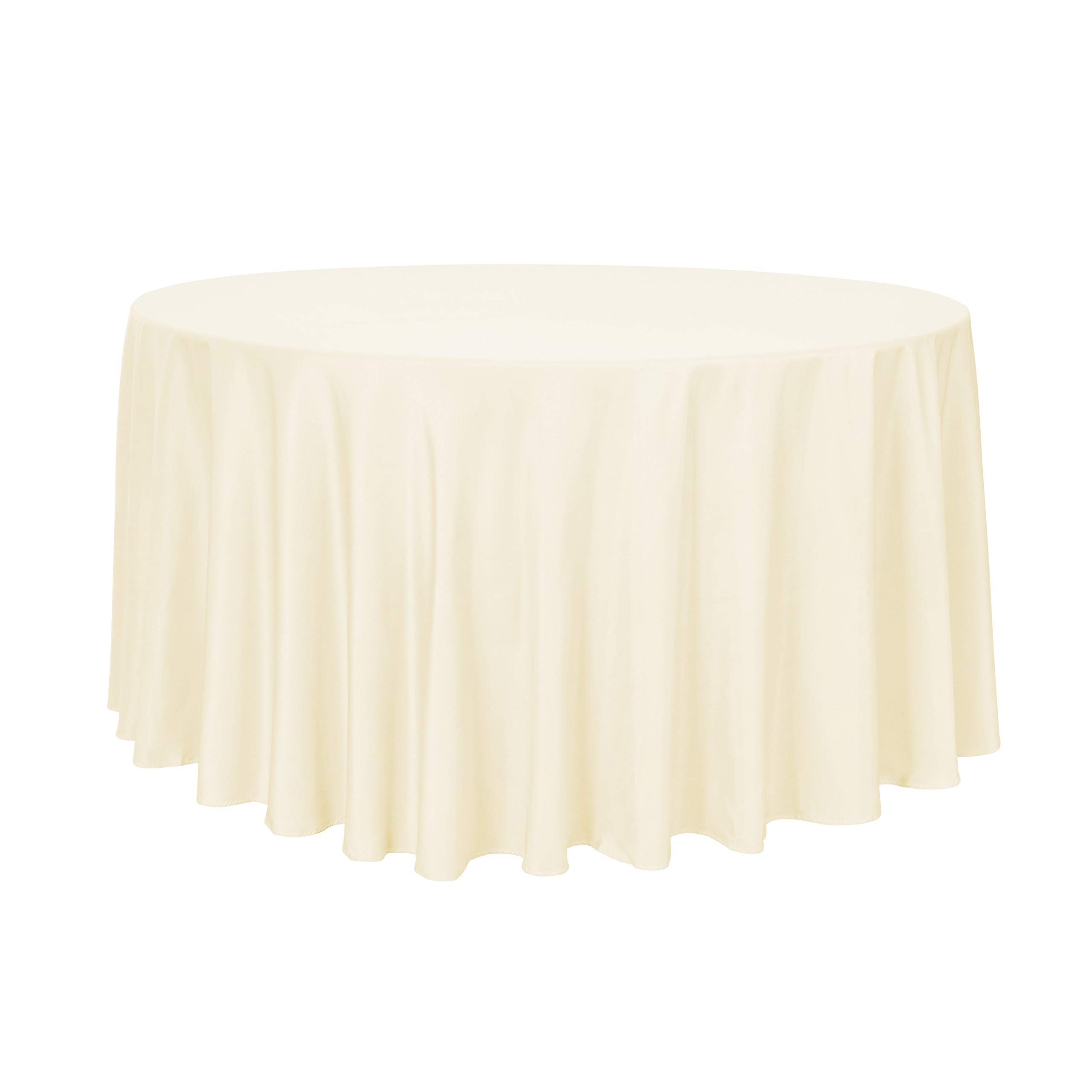 Photo 1 of sancua Round Tablecloth - 120 Inch - Water Resistant Spill Proof Washable Polyester Table Cloth Decorative Fabric Table Cover for Dining Tables, Buffet Parties and Camping, Beige