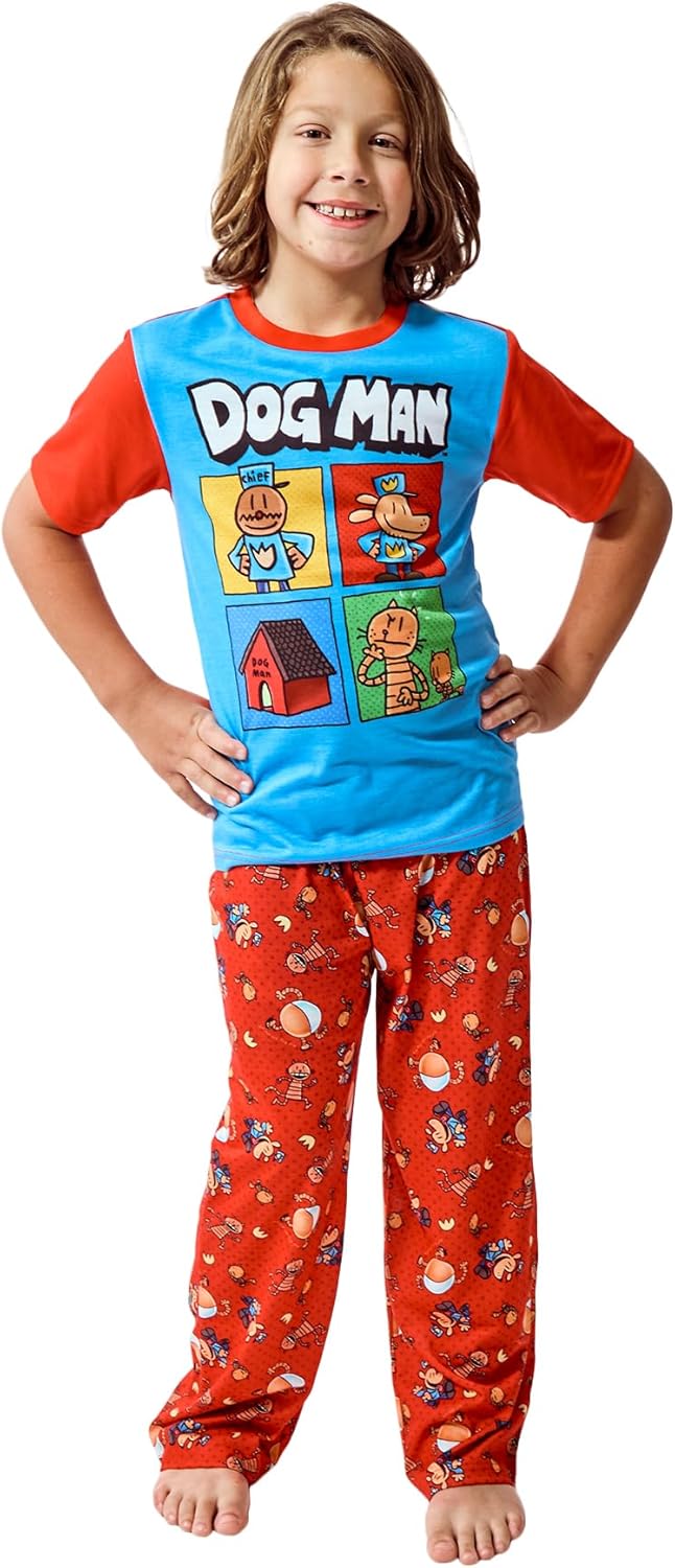 Bioworld Dog Man Character Grid Boy's 2-Pack Pajama Set