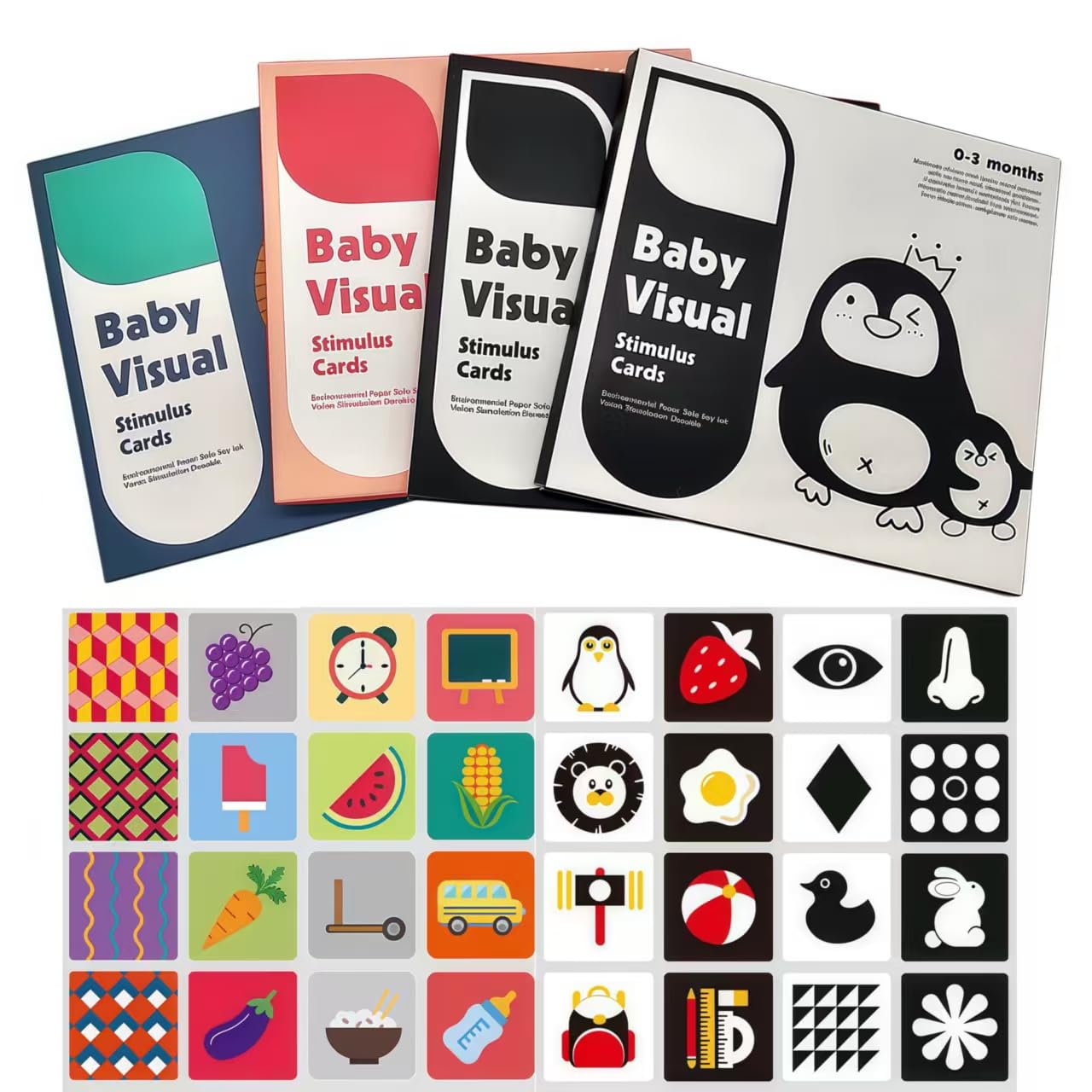 Vndnsy Sensory Cards, 80 PCS 160 PageToddler Baby Flashcards, Visual Skills and Stimulation for Newborn Babies 0-3-6-12-36 Months, Baby Essentials for Newborn Toys Gifts