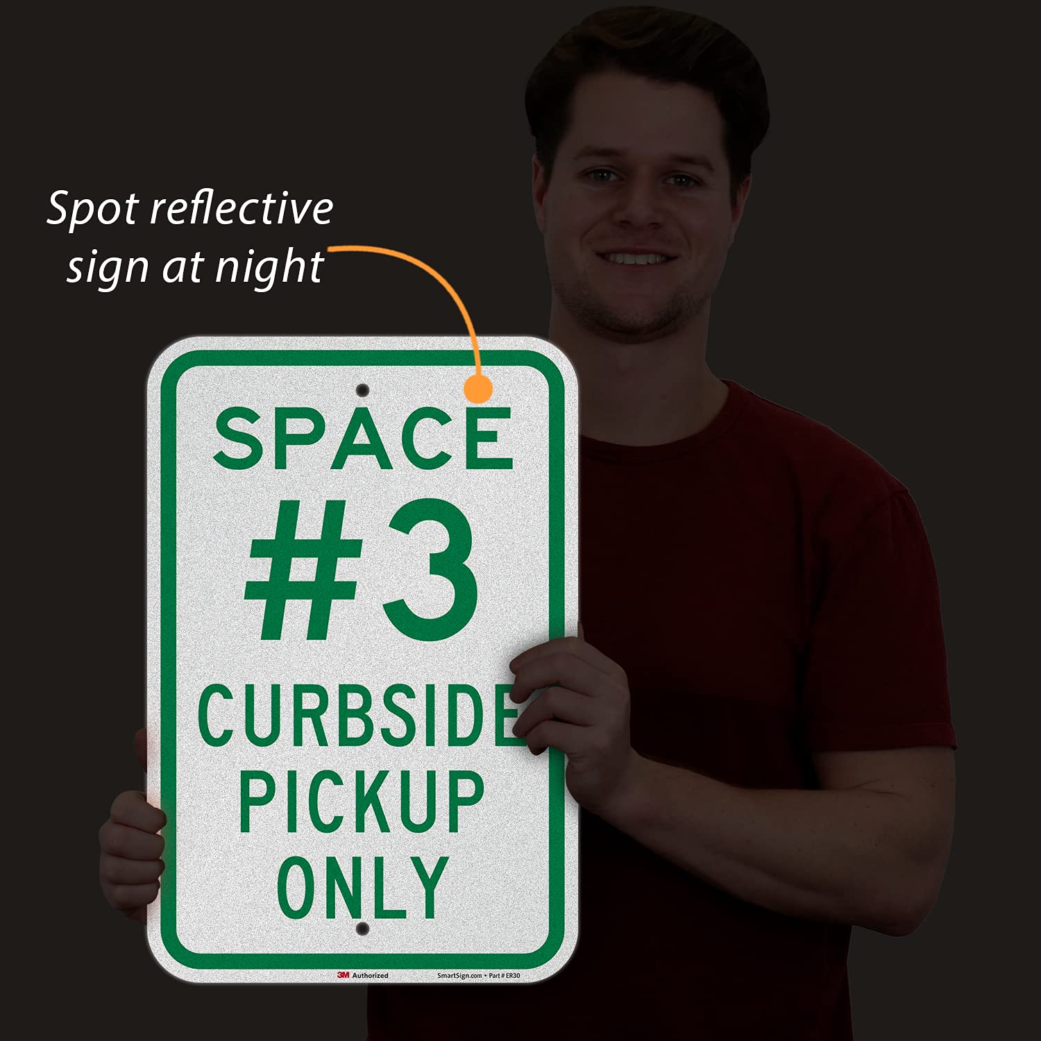 SmartSign "Space #3 Curbside Pickup Only" cartel | 12" x 18" 3M Aluminio reflectante de grado de ingeniería