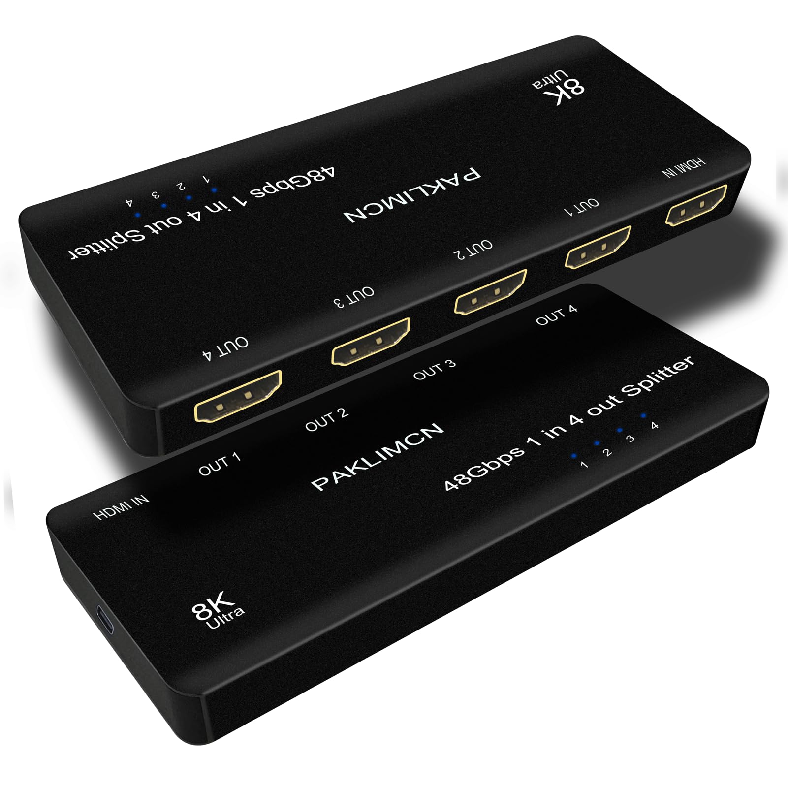 Divisor HDMI 8K 1 en 4 salida 4K 120Hz, adaptador duplicador HDMI 1 a 4 salidas simultáneamente para 4 pantallas, compatible con Full HD 1080P 3D HDCP 1.4 para PS3/4, reproductor de DVD Blu-Ray, no