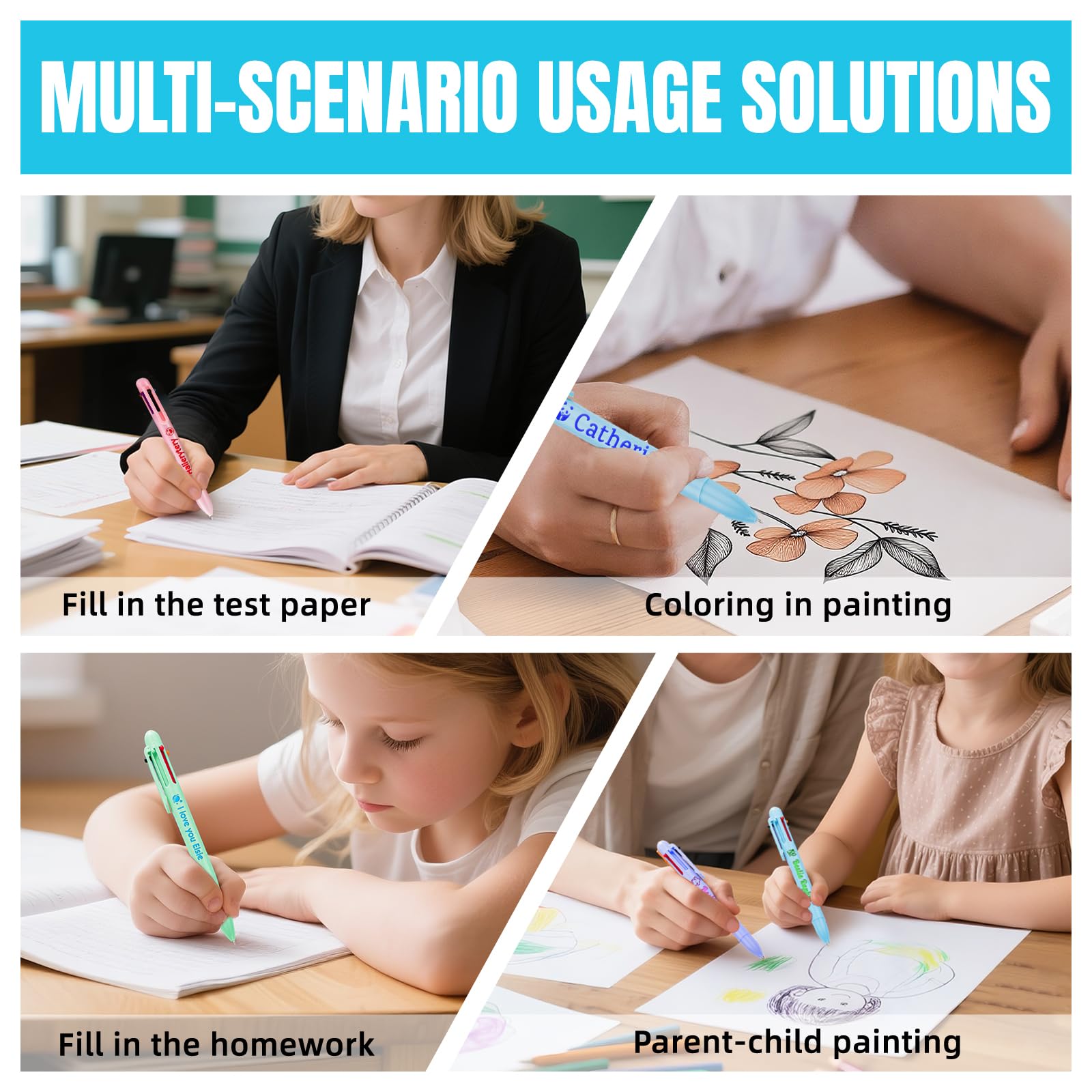 6-in-1 Custom Pens Personalized with Logo Text Customized 6 Ink Color 0 5 mm Smooth Fine Point Retractable — view 5