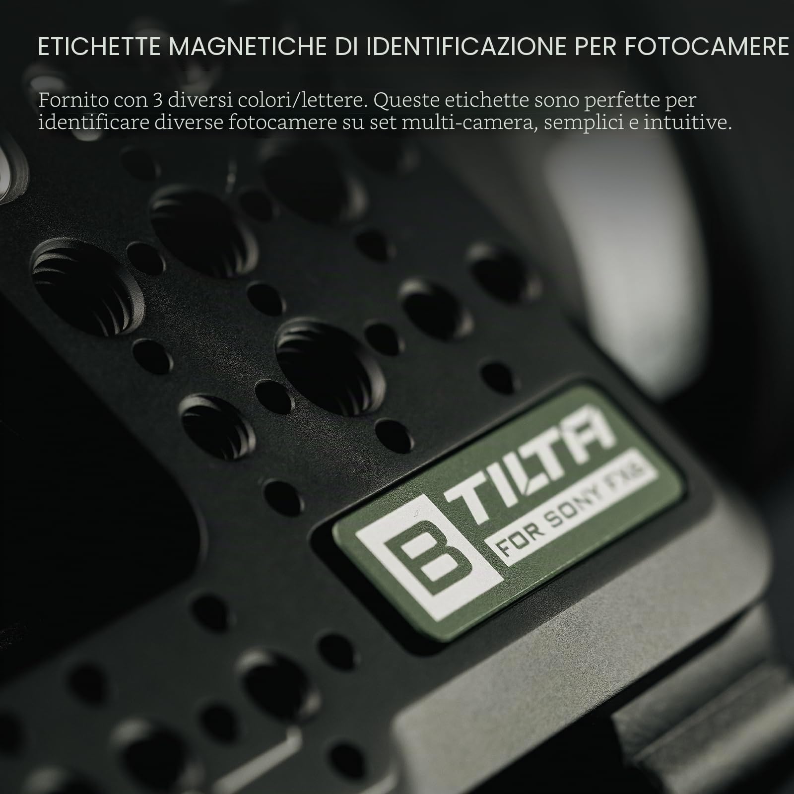 Tilta Piastra di montaggio laterale compatibile con Sony FX6, con etichette di indice della fotocamera, 1/4”-20, 3/8”-16 con punti di localizzazione e Cold Shoe ES-T20-SMP