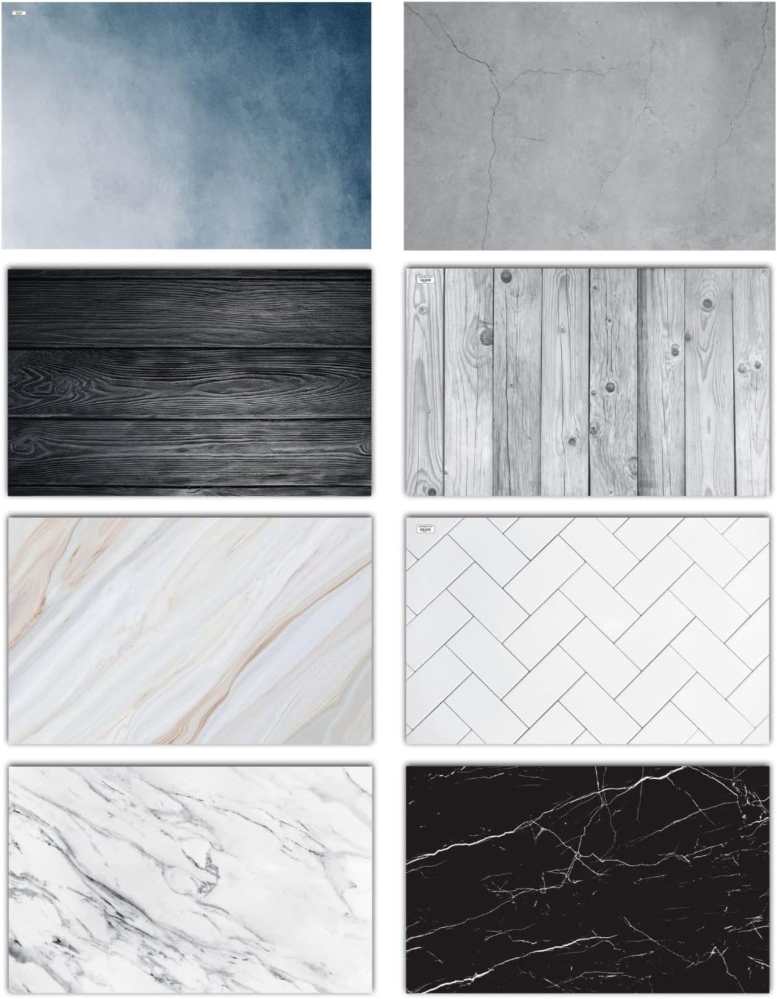 Premium Flatlay Tabletop Photography Backdrop Background, Double Sided Waterproof Paper for Food, Small Product Professional Photo Shoot (56x90cm, Pack of 4) 8 Designs (June)