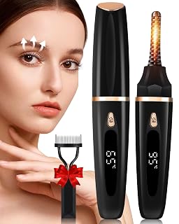 Heated Eyelash Curlers - Eye Lash Curler Heat with Eyelash Comb - Electric Eyelash Curler - Rizador De Pestañasey LED Display 3 Temp Settings USB Charge Natural Curling 24H for Women Makeup Tool Gifts - Amazon product rated Grade A