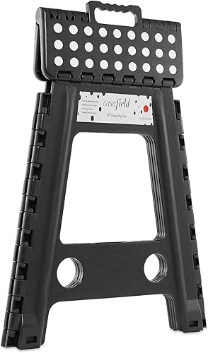 Miniatura 63 de Casafield Taburete plegable de 9 pulgadas con asa (juego de 2), gris, taburete plegable portátil de plástico pequeño para niños y adultos, uso en la